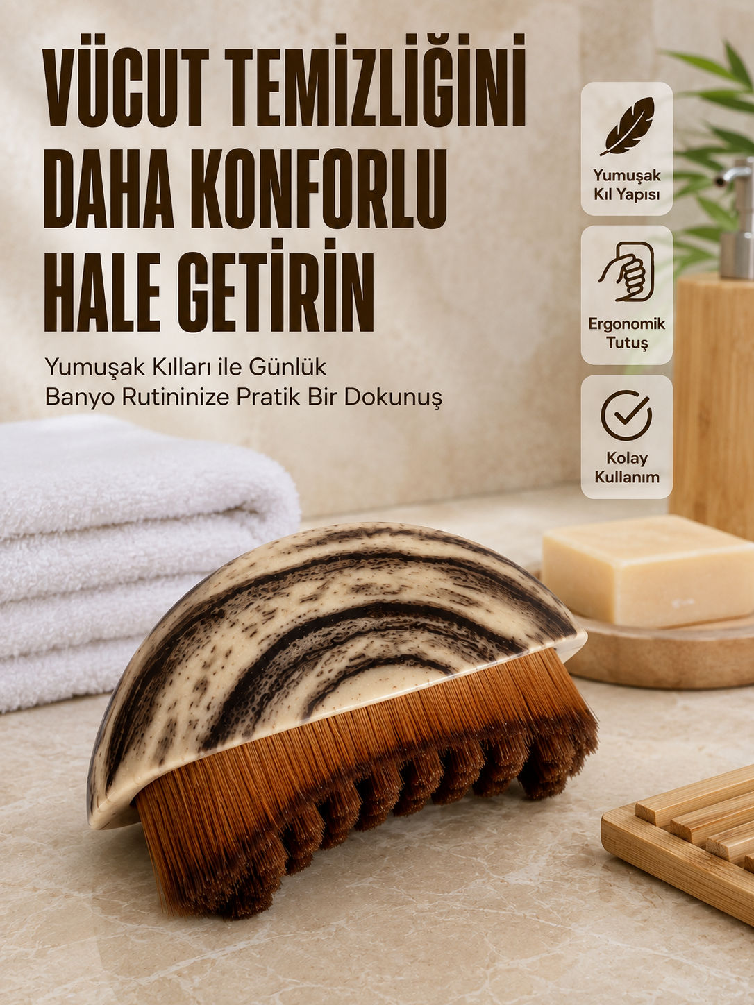 Yumuşak Kıllı Masaj Fırçası Vücut Temizleme Banyo Fırçası Ergonomik Tasarım - Lisinya Yumuşak Kıllı Masaj Fırçası Vücut Temizleme Banyo Fırçası Ergonomik Tasarım - Lisinya