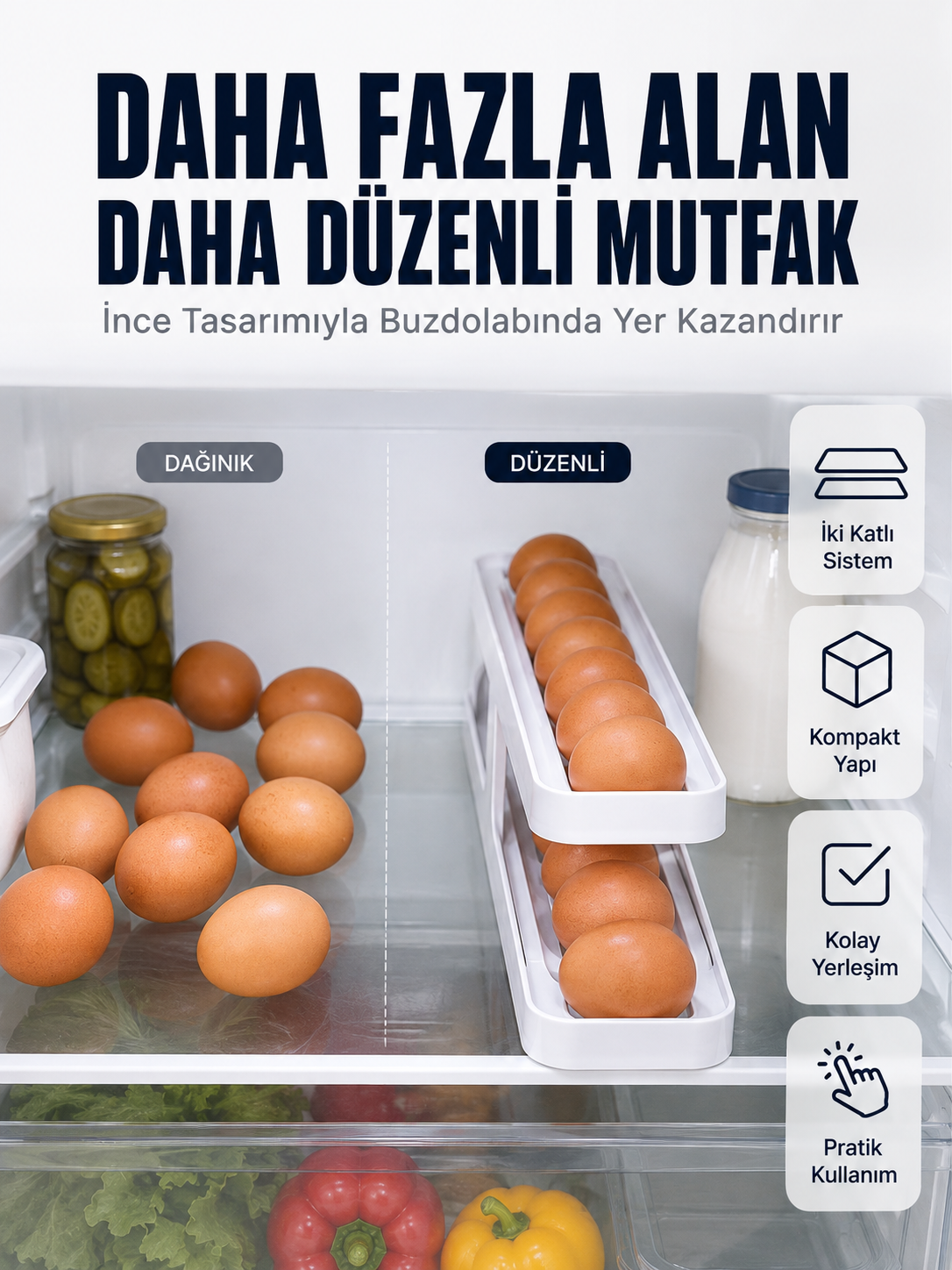 Kayar Ray Sistemli Buzdolabı Yumurta Saklama Düzenleyici Organizer - Lisinya Kayar Ray Sistemli Buzdolabı Yumurta Saklama Düzenleyici Organizer - Lisinya
