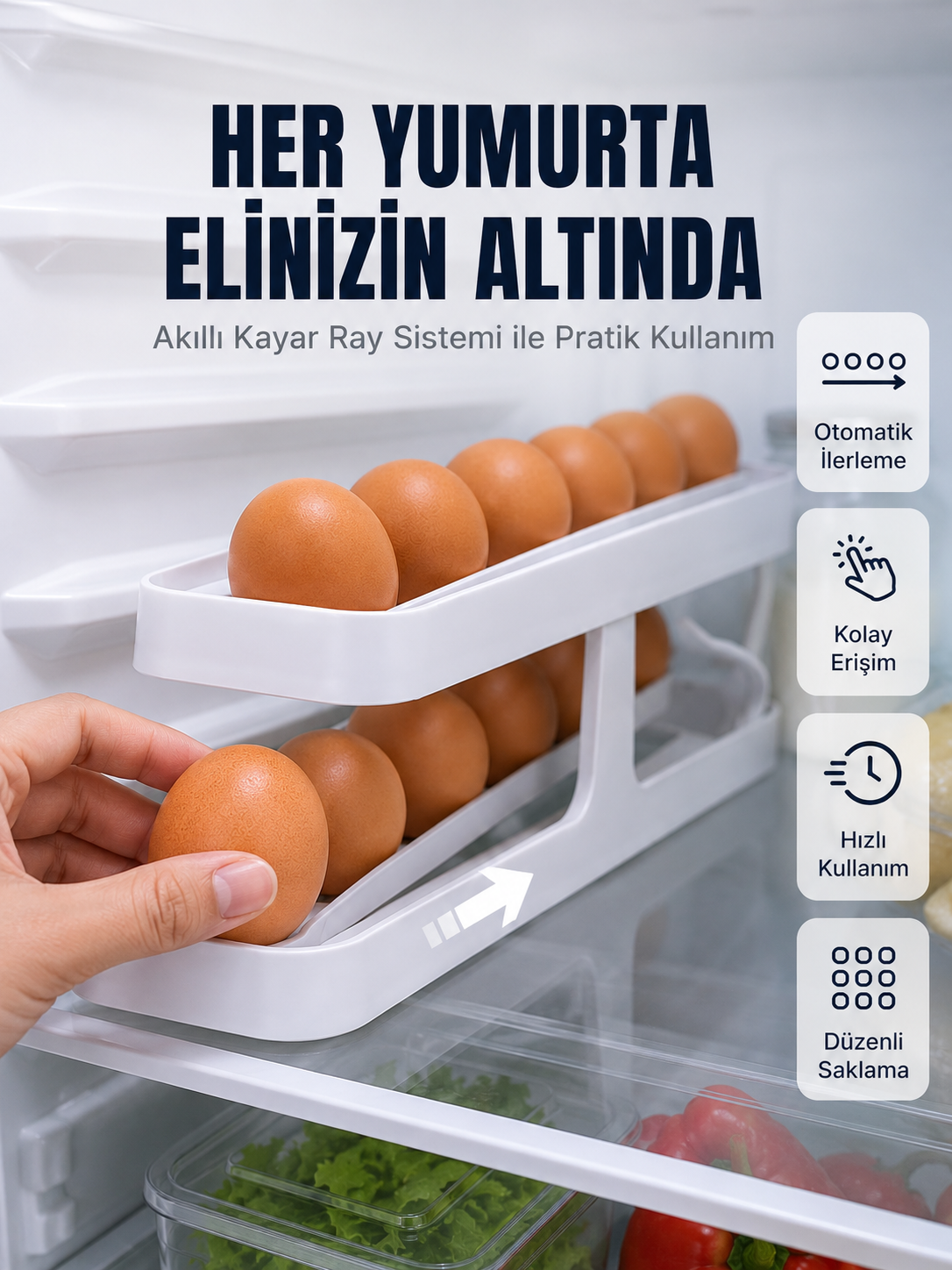 İki Katlı Yumurta Organizeri Buzdolabı Düzenleyici Pratik Saklama Rafı - Lisinya İki Katlı Yumurta Organizeri Buzdolabı Düzenleyici Pratik Saklama Rafı - Lisinya