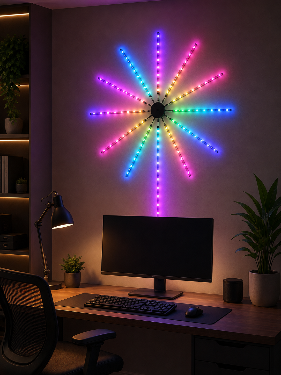 Dekoratif RGB Fireworks LED Duvar Işığı Çok Renkli Telefon Kontrollü LED Aydınlatma - Lisinya Dekoratif RGB Fireworks LED Duvar Işığı Çok Renkli Telefon Kontrollü LED Aydınlatma - Lisinya