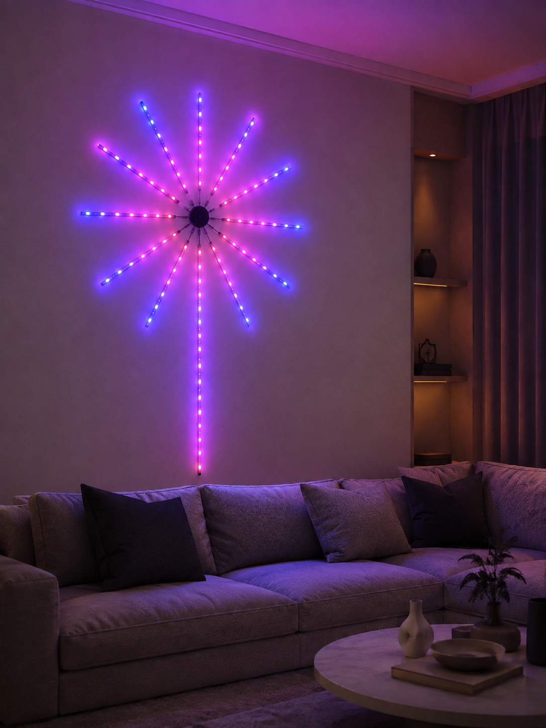 Dekoratif RGB Fireworks LED Duvar Işığı Çok Renkli Telefon Kontrollü LED Aydınlatma - Lisinya Dekoratif RGB Fireworks LED Duvar Işığı Çok Renkli Telefon Kontrollü LED Aydınlatma - Lisinya