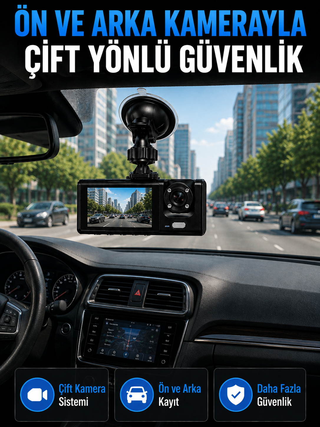 WiFi Çift Kameralı Araç İçi Kayıt Kamerası 1080P Full HD 170° Geniş Açılı Araç Kamerası - Lisinya WiFi Çift Kameralı Araç İçi Kayıt Kamerası 1080P Full HD 170° Geniş Açılı Araç Kamerası - Lisinya