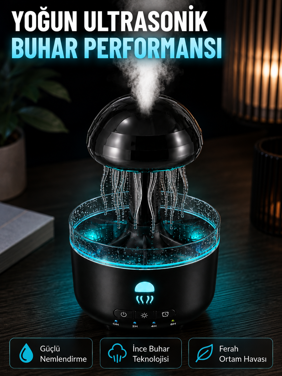 Ultrasonik Denizanası Hava Nemlendirici Sessiz Çalışan RGB Ortam Işıklı Aromaterapi Difüzörü - Lisinya Ultrasonik Denizanası Hava Nemlendirici Sessiz Çalışan RGB Ortam Işıklı Aromaterapi Difüzörü - Lisinya