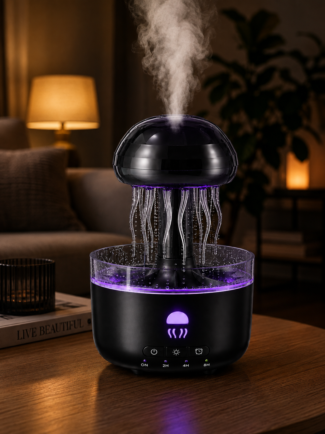 USB Çalışan Denizanası Hava Nemlendirici 7 Renk RGB Aydınlatmalı Sessiz Buhar Makinesi - Lisinya