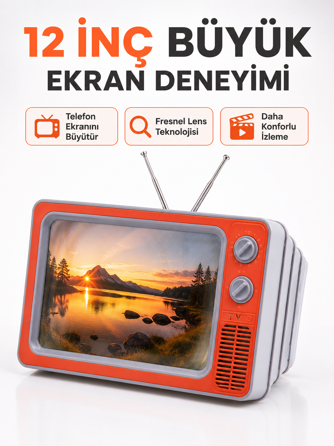 Telefon Ekran Büyütücü 3D HD Lens Retro TV Görünümlü Katlanabilir Mobil Ekran - Lisinya Telefon Ekran Büyütücü 3D HD Lens Retro TV Görünümlü Katlanabilir Mobil Ekran - Lisinya