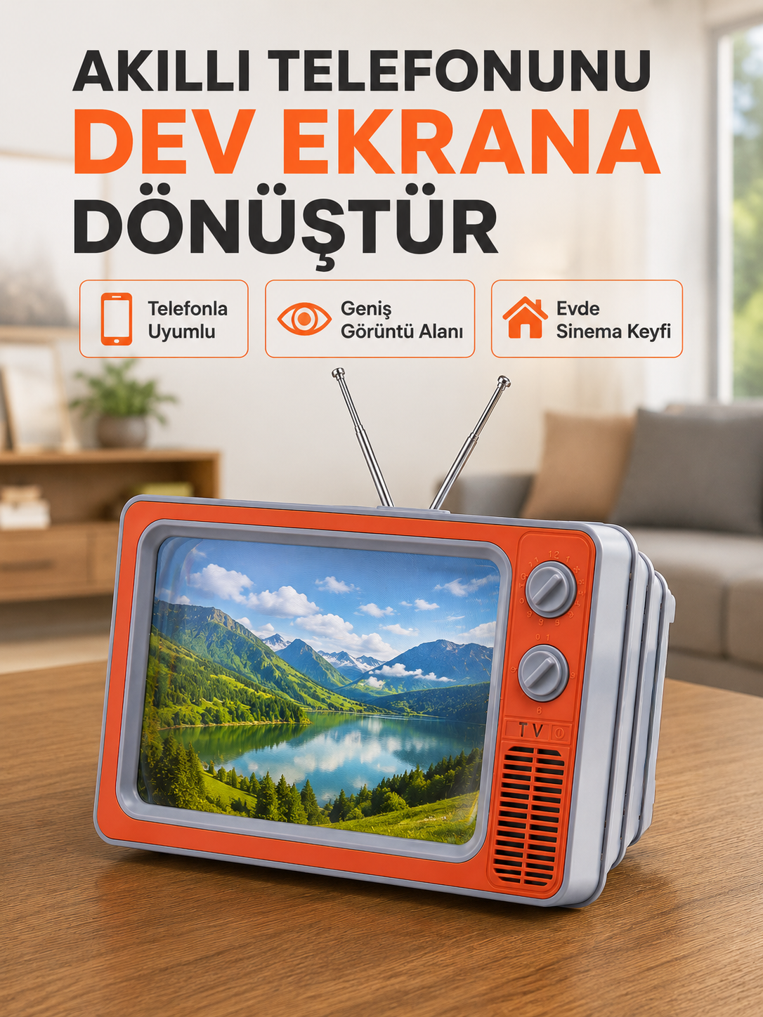 Retro TV Telefon Ekran Büyütücü 12'' HD Görüntü Büyütme Standlı Katlanabilir Telefon Tutucu - Lisinya Retro TV Telefon Ekran Büyütücü 12'' HD Görüntü Büyütme Standlı Katlanabilir Telefon Tutucu - Lisinya
