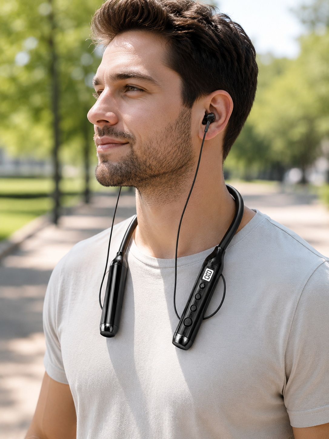 600 Saat Kullanım Süreli Boyun Tipi Bluetooth Kulaklık Mikrofonlu Dijital Göstergeli Kablosuz Kulak İçi Kulaklık - Lisinya 600 Saat Kullanım Süreli Boyun Tipi Bluetooth Kulaklık Mikrofonlu Dijital Göstergeli Kablosuz Kulak İçi Kulaklık - Lisinya