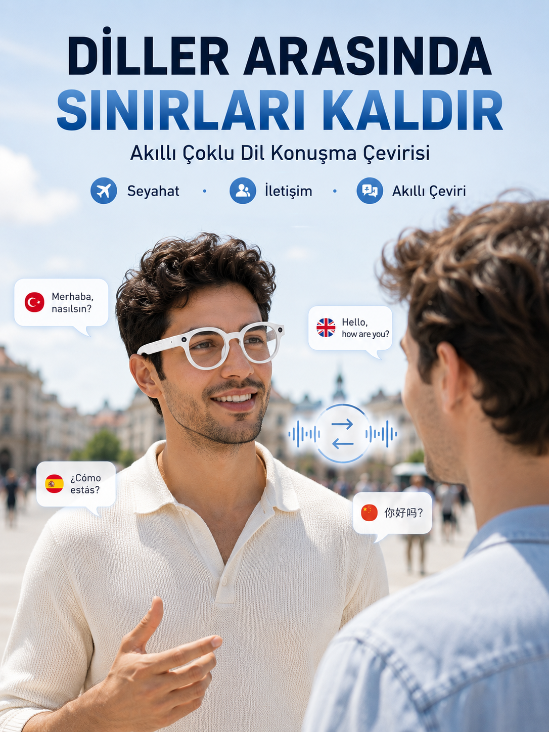 Beyaz Kameralı Akıllı Gözlük Yapay Zeka Görüntü Tanıma Bluetooth Müzik Telefon Görüşme Dokunmatik Kontrollü - Lisinya