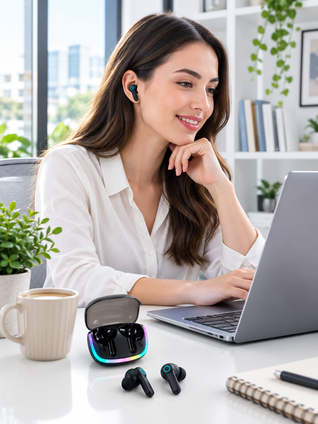 WS Bluetooth Kulaklık Quad ENC HD Voice 500mAh Şarj Kutulu Kablosuz Kulaklık - Lisinya