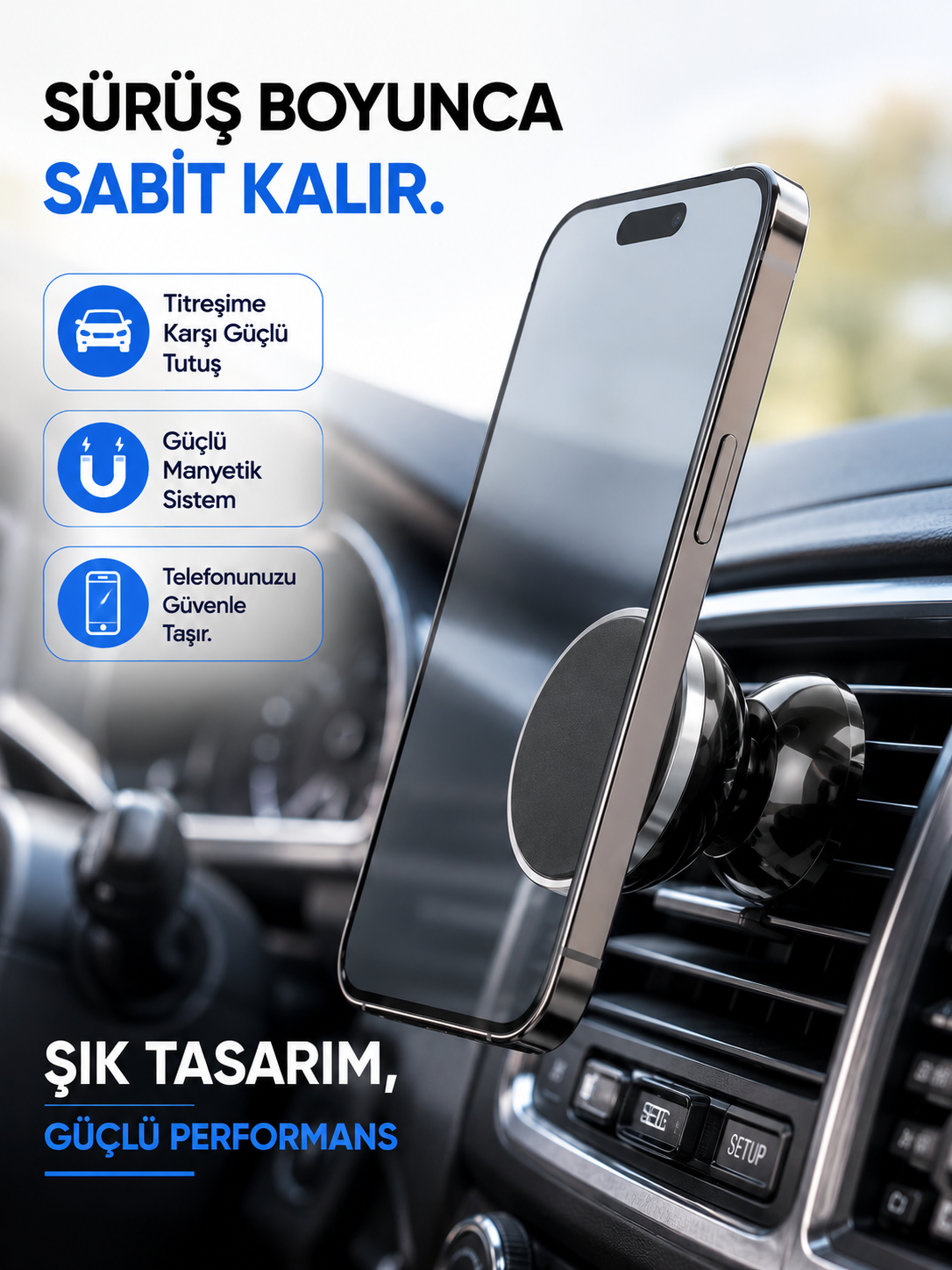 Mıknatıslı Araç İçi Telefon Tutucu Havalandırma Izgarasına Takımına Uygun - Lisinya