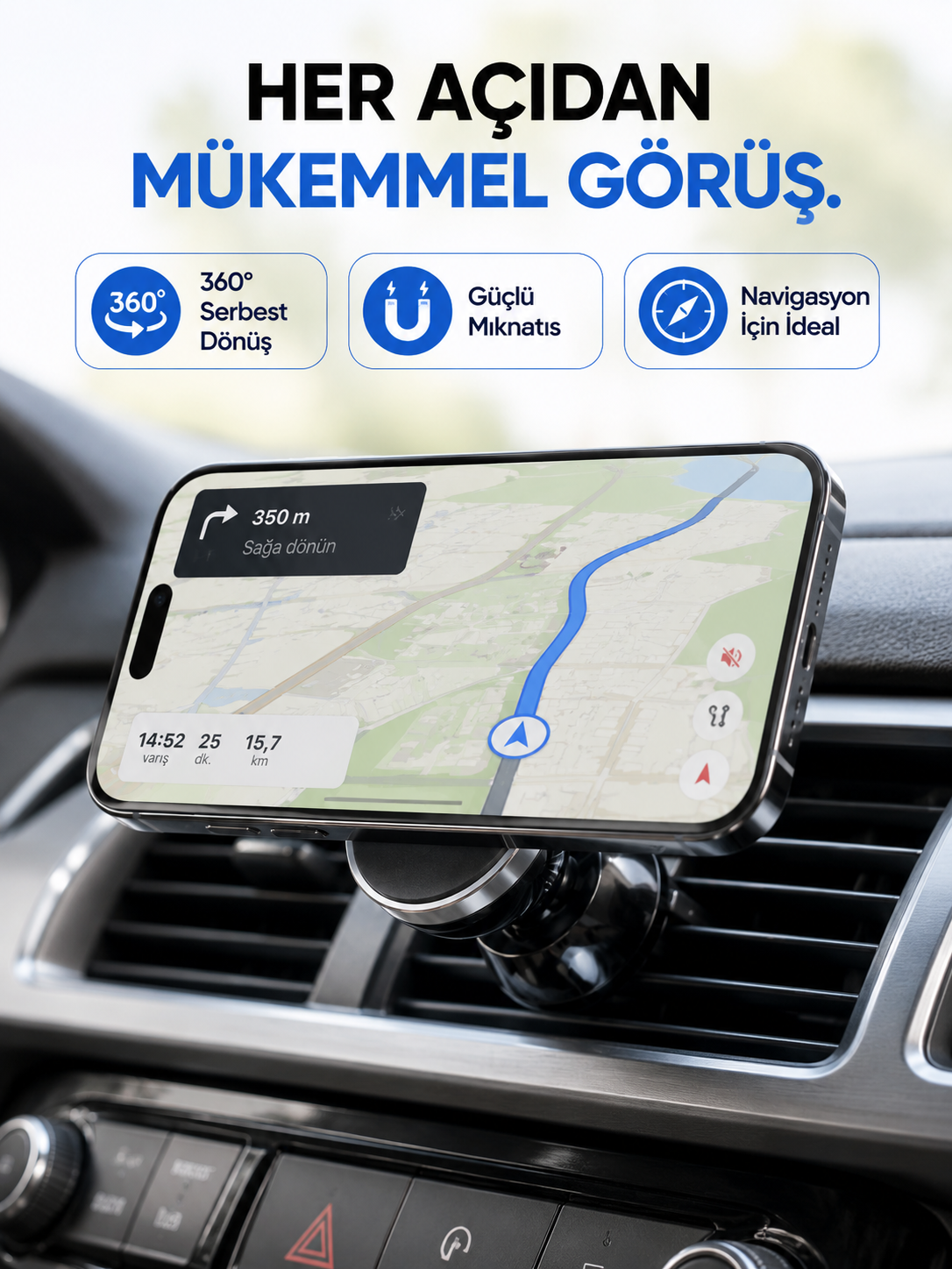 Araç İçi Manyetik Telefon Tutucu Havalandırma Izgarası Uyumlu Telefon Tutacağı - Lisinya Araç İçi Manyetik Telefon Tutucu Havalandırma Izgarası Uyumlu Telefon Tutacağı - Lisinya
