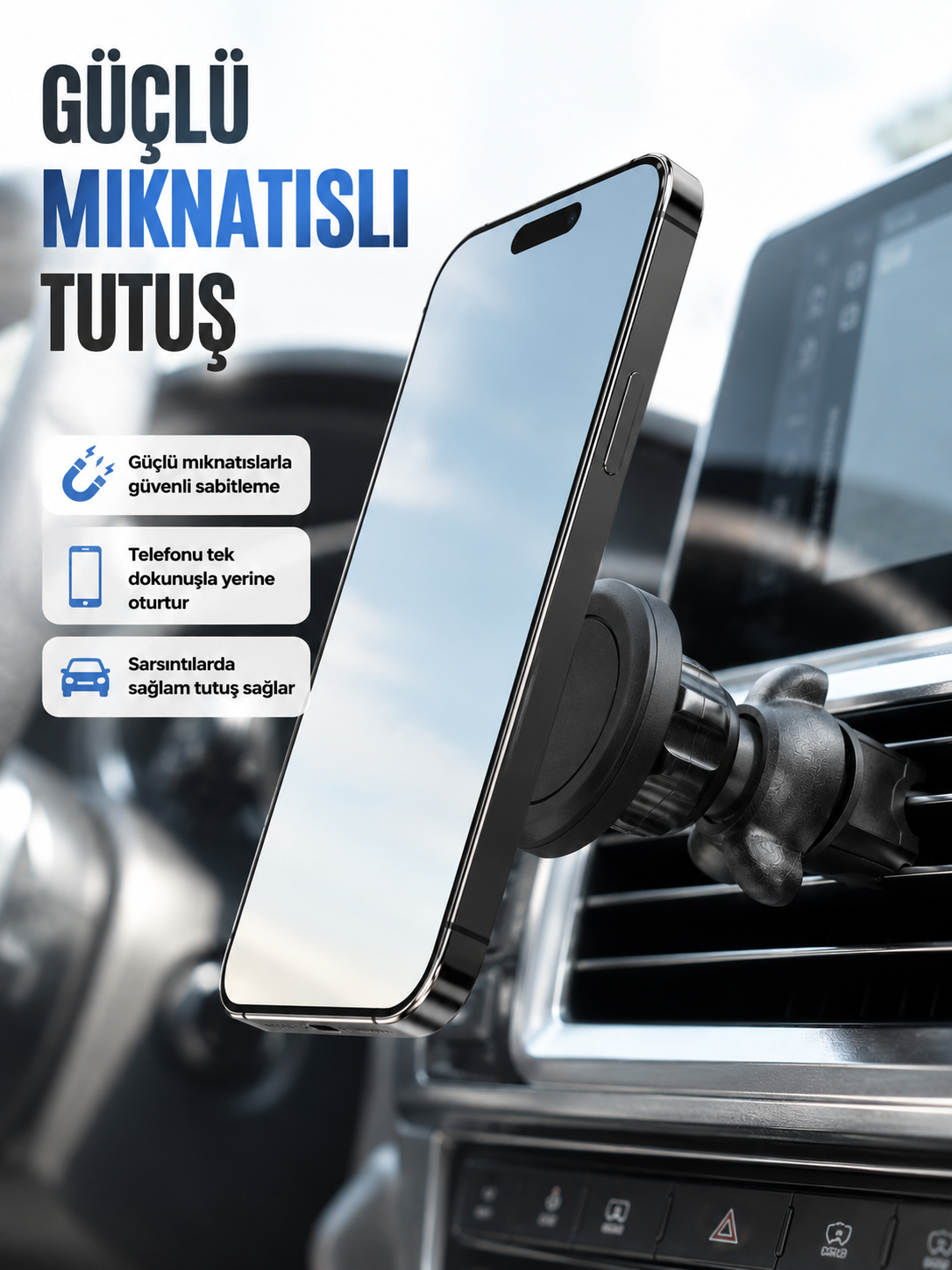 Araç İçi Manyetik Telefon Tutucu Havalandırma Klipsli Telefon Standı - Lisinya Araç İçi Manyetik Telefon Tutucu Havalandırma Klipsli Telefon Standı - Lisinya