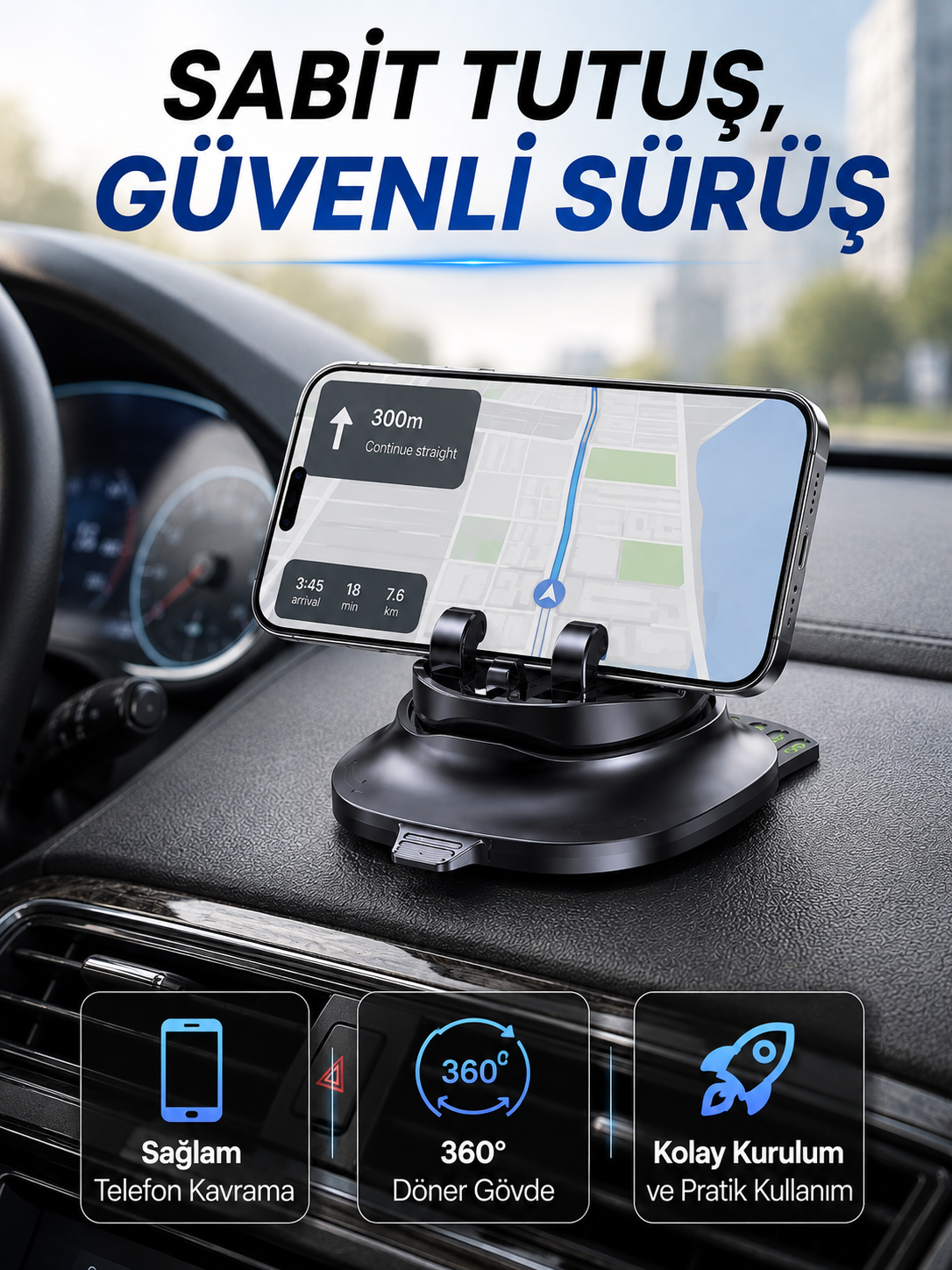 Katlanabilir Araç İçi Telefon Tutucu Gizli Numaratörlü Telefon Standı - Lisinya