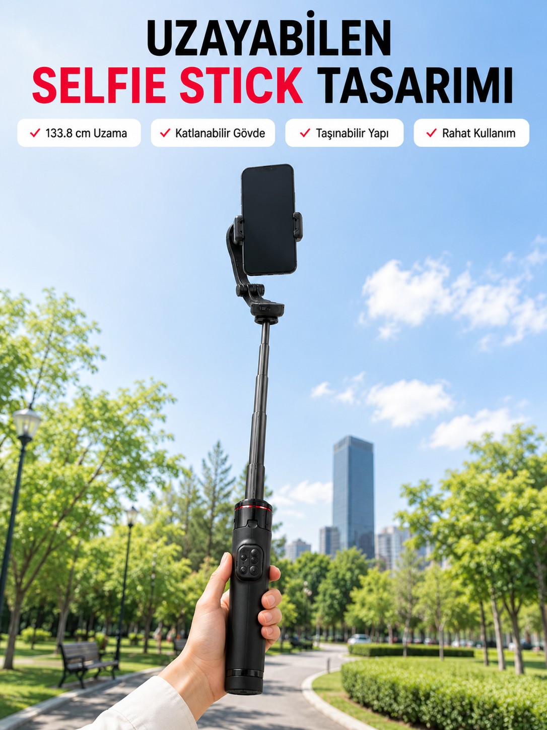 AI Takipli Gimbal Selfie Stick 360° Otomatik Yüz Takibi Bluetooth Kumandalı Uzayabilir Tripodlu Telefon Sabitleyici - Lisinya