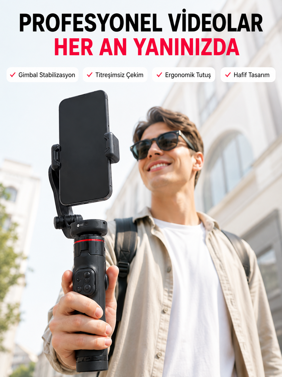Akıllı Takipli Gimbal Selfie Stick Profesyonel Video Çekim Stabilizatörü Uzayabilir Tripod Bluetooth Kumandalı - Lisinya