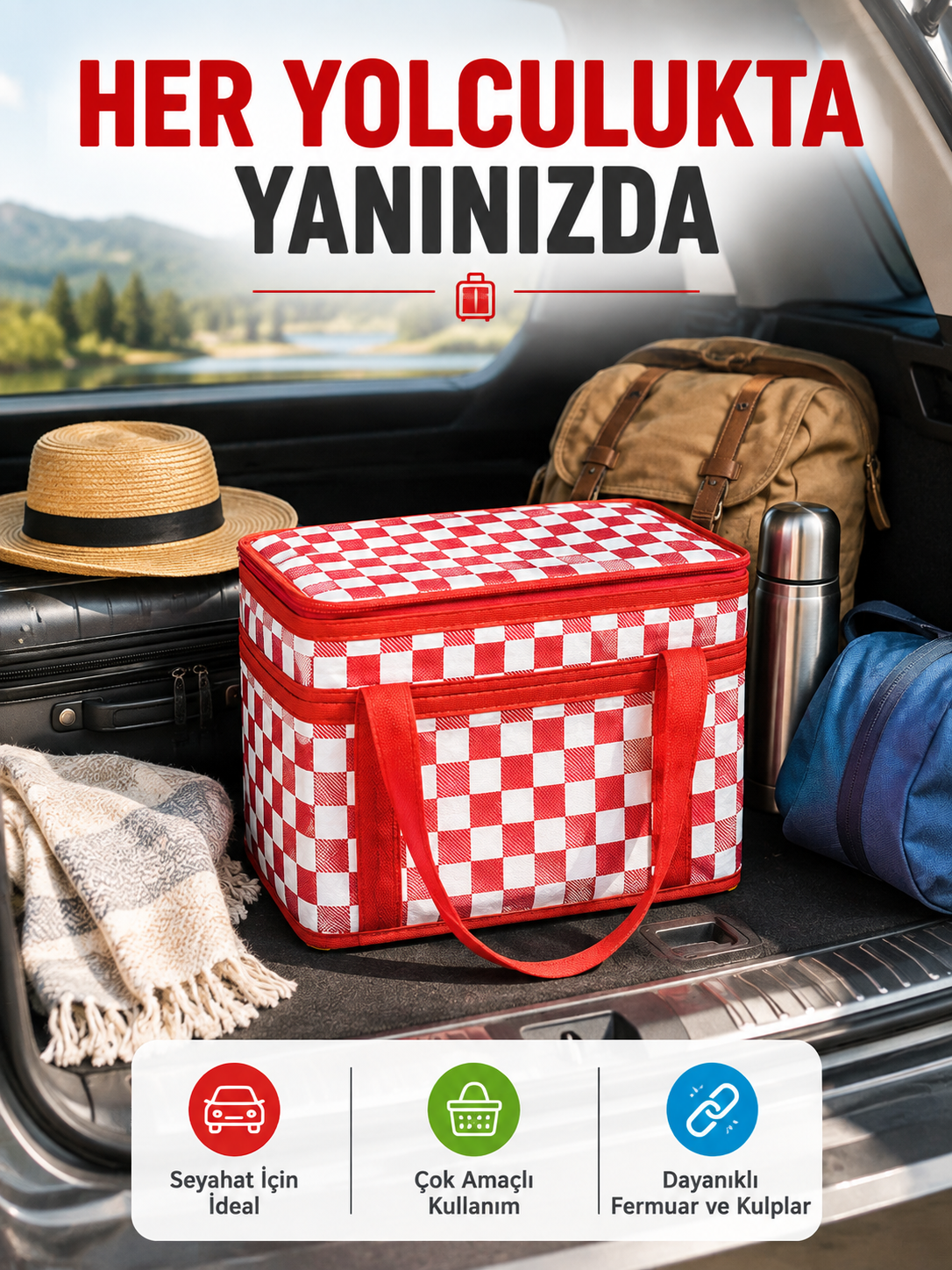 25 Litre Isı Yalıtımlı Termos Çanta Alüminyum Folyo İç Kaplamalı Piknik Çantası - Lisinya