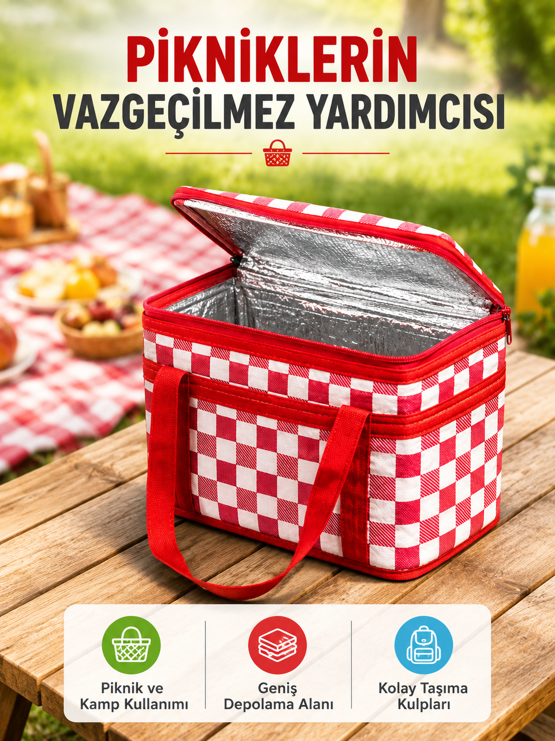 25 Litre Geniş Hacimli Termos Çanta Dayanıklı Fermuarlı Isı Korumalı Taşıma Çantası - Lisinya