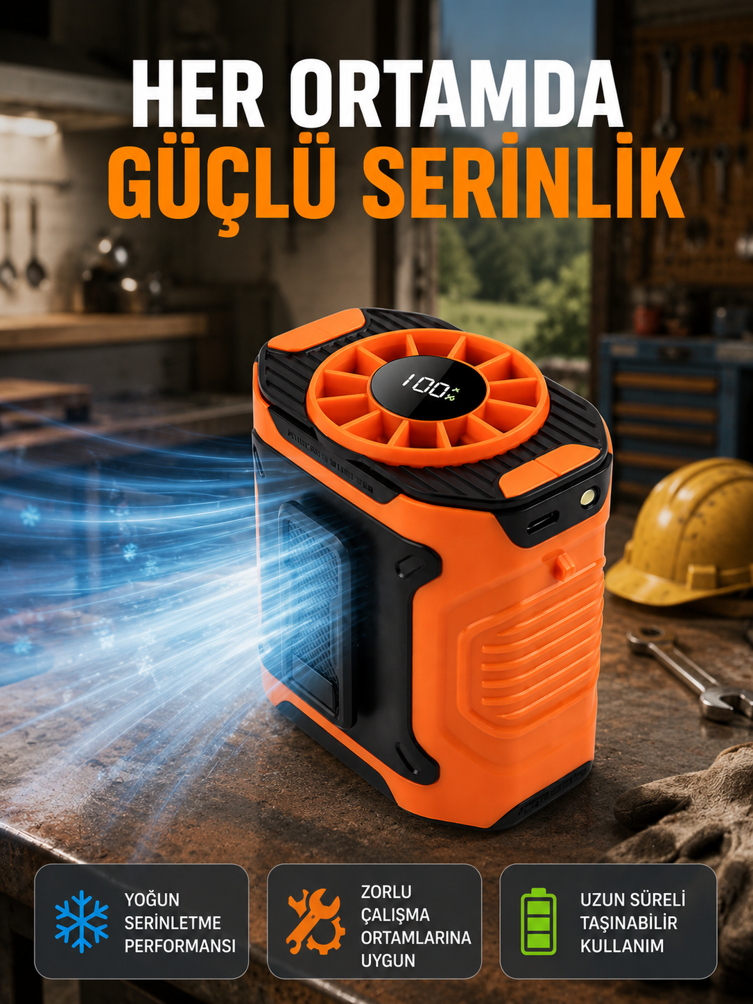 USB Şarjlı Kompakt El ve Boyun Fanı Çok Fonksiyonlu - Lisinya
