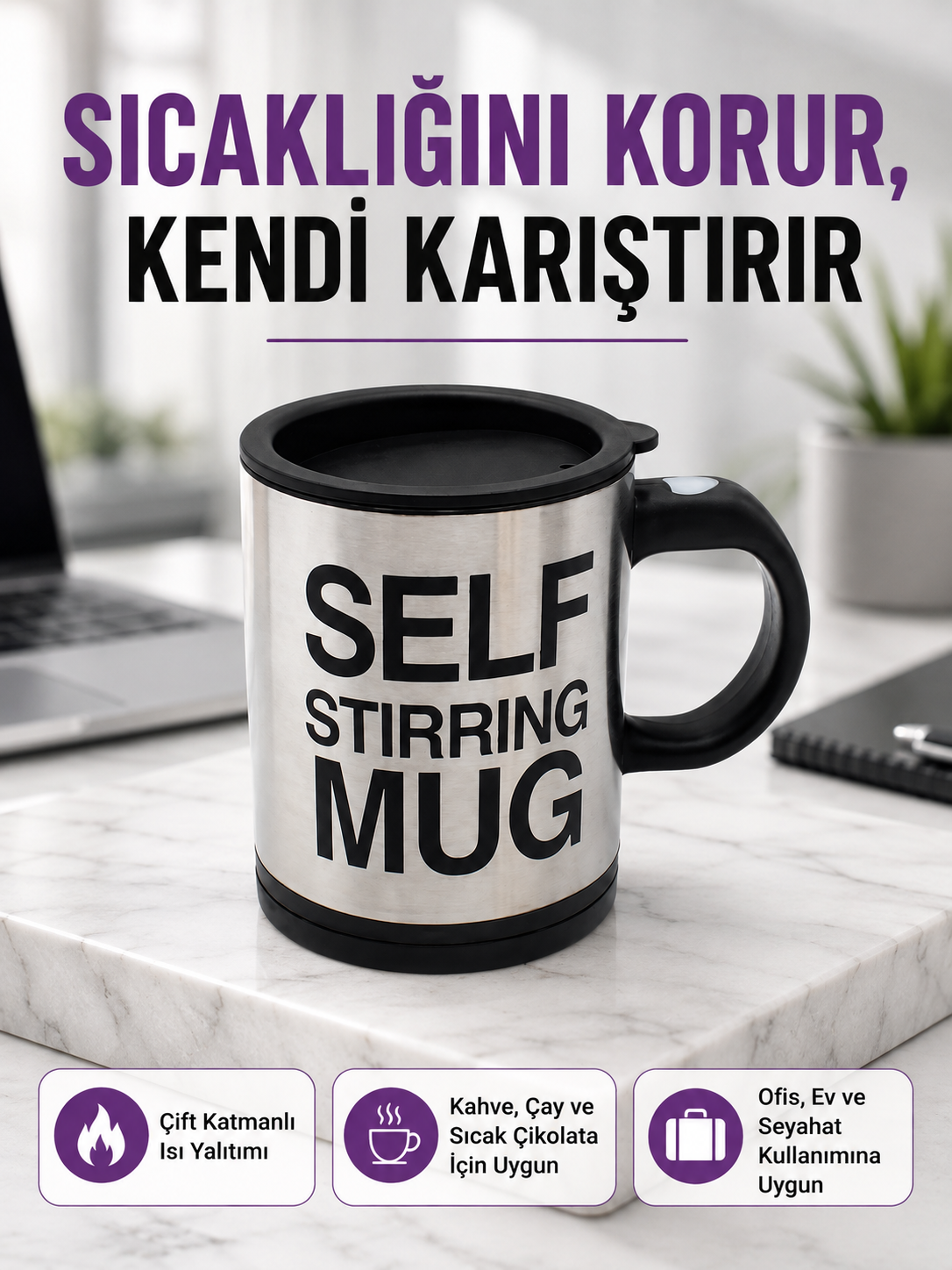 Pratik ve Dayanıklı Termos Kupa | Tek Tuşla Otomatik Karıştırma - Lisinya Pratik ve Dayanıklı Termos Kupa | Tek Tuşla Otomatik Karıştırma - Lisinya
