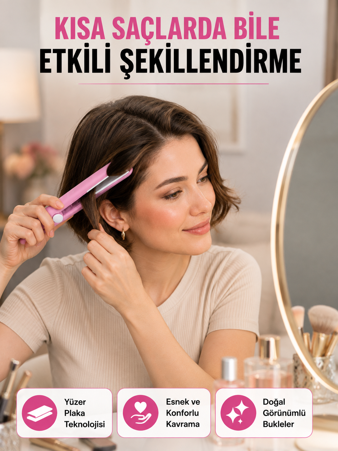 30 Saniyede Isınan PTC Teknolojili Saç Şekillendirici – Sabit Isı Kontrollü, Hızlı Performans Yeni Nesil - Lisinya