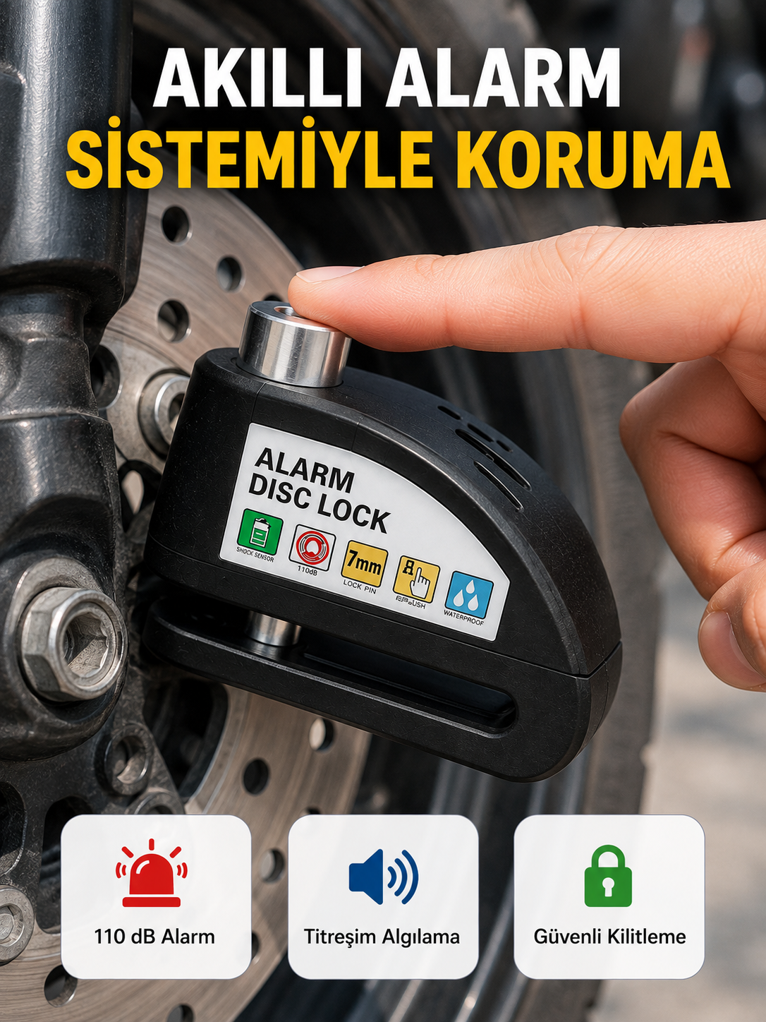 Alarm Sensörlü Disk Kilidi Motosiklet Scooter Bisiklet Güvenlik Yeni Nesil - Lisinya Alarm Sensörlü Disk Kilidi Motosiklet Scooter Bisiklet Güvenlik Yeni Nesil - Lisinya