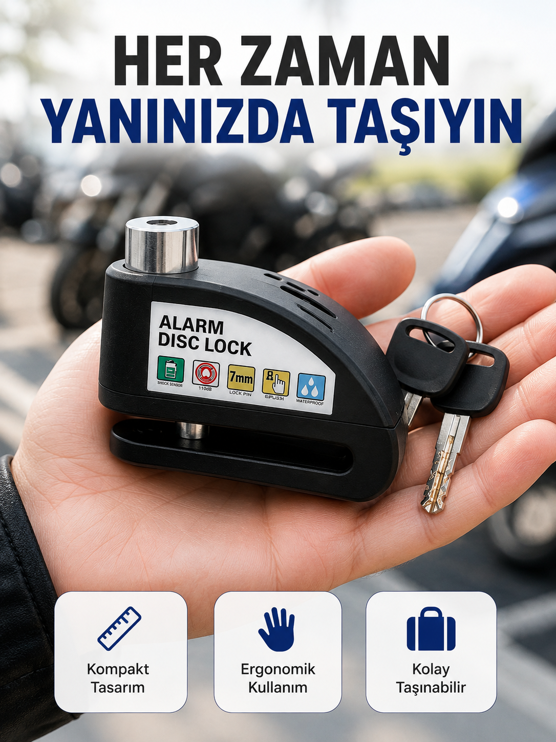 Çelik Gövdeli Alarm Disk Kilidi Motosiklet ve Bisiklet İçin Güvenlik Yeni Nesil - Lisinya Çelik Gövdeli Alarm Disk Kilidi Motosiklet ve Bisiklet İçin Güvenlik Yeni Nesil - Lisinya