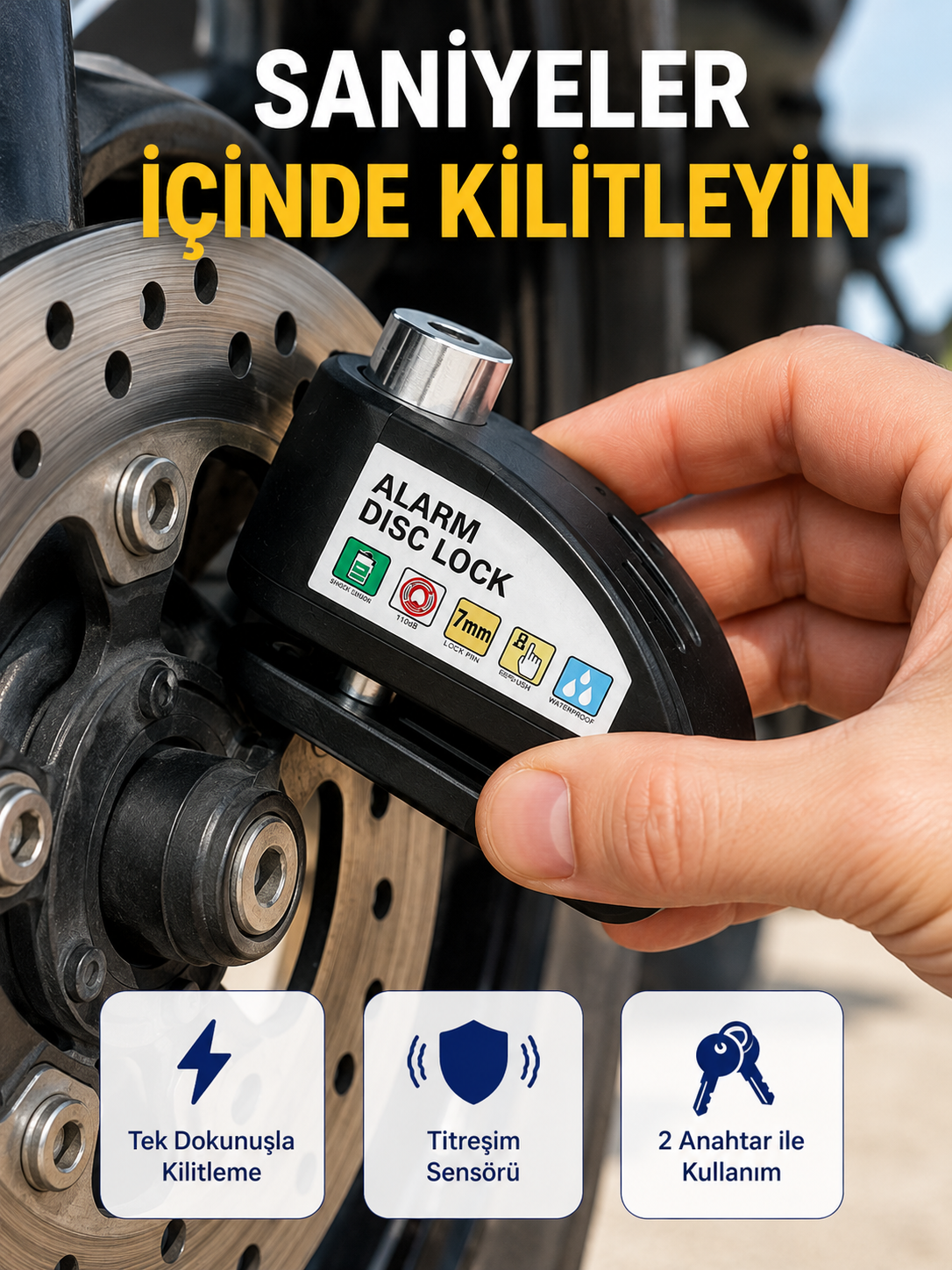 110 dB Alarm Disk Kilidi Motosiklet Scooter Bisiklet Güvenlik Yeni Nesil - Lisinya 110 dB Alarm Disk Kilidi Motosiklet Scooter Bisiklet Güvenlik Yeni Nesil - Lisinya