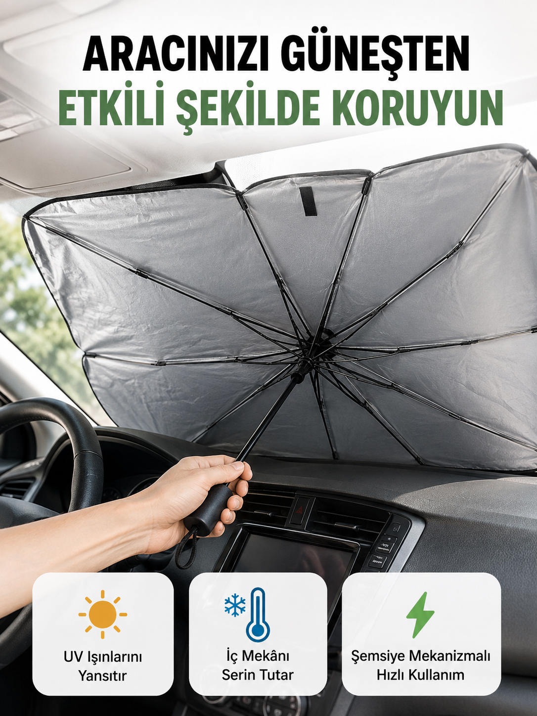 Katlanabilir Oto Güneşlik – Pratik, Dayanıklı, UV Koruyucu Tasarım Yeni Nesil - Lisinya Katlanabilir Oto Güneşlik – Pratik, Dayanıklı, UV Koruyucu Tasarım Yeni Nesil - Lisinya