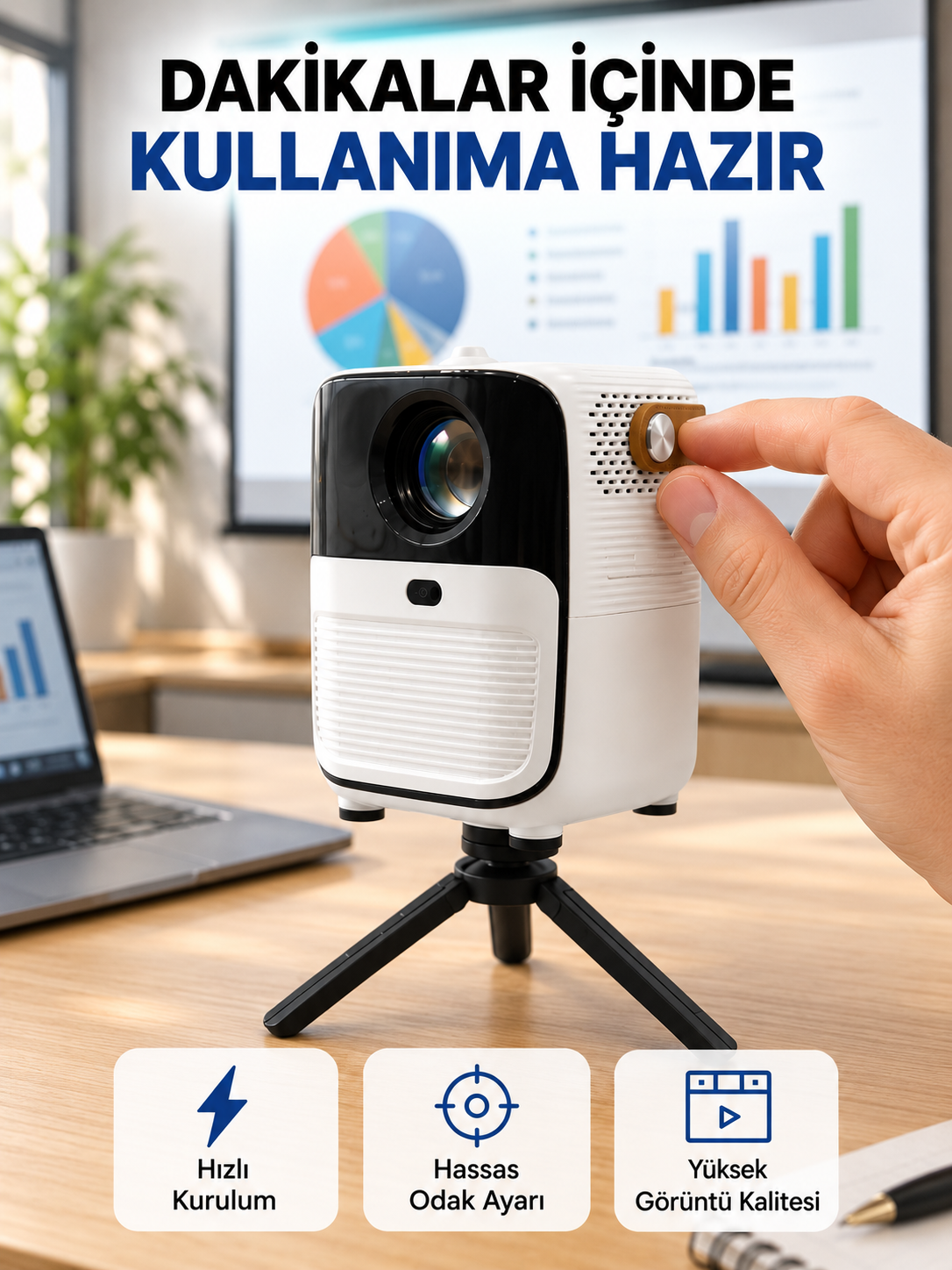 Ultra HD Çözünürlüklü Taşınabilir Projektör – 1920x1080 Piksel Görüntü Kalitesi Yeni Nesil - Lisinya