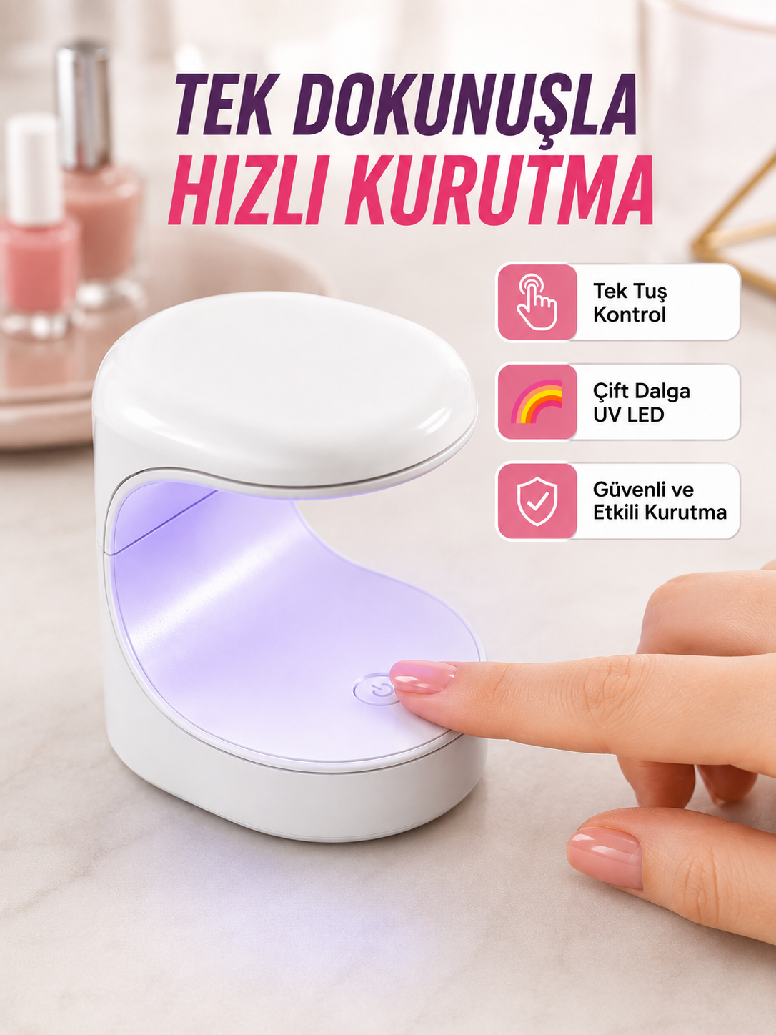 Mini Tırnak Kurutucu – Hızlı Kurutma İçin UVLED Işık Teknolojisi Yeni Nesil - Lisinya Mini Tırnak Kurutucu – Hızlı Kurutma İçin UVLED Işık Teknolojisi Yeni Nesil - Lisinya
