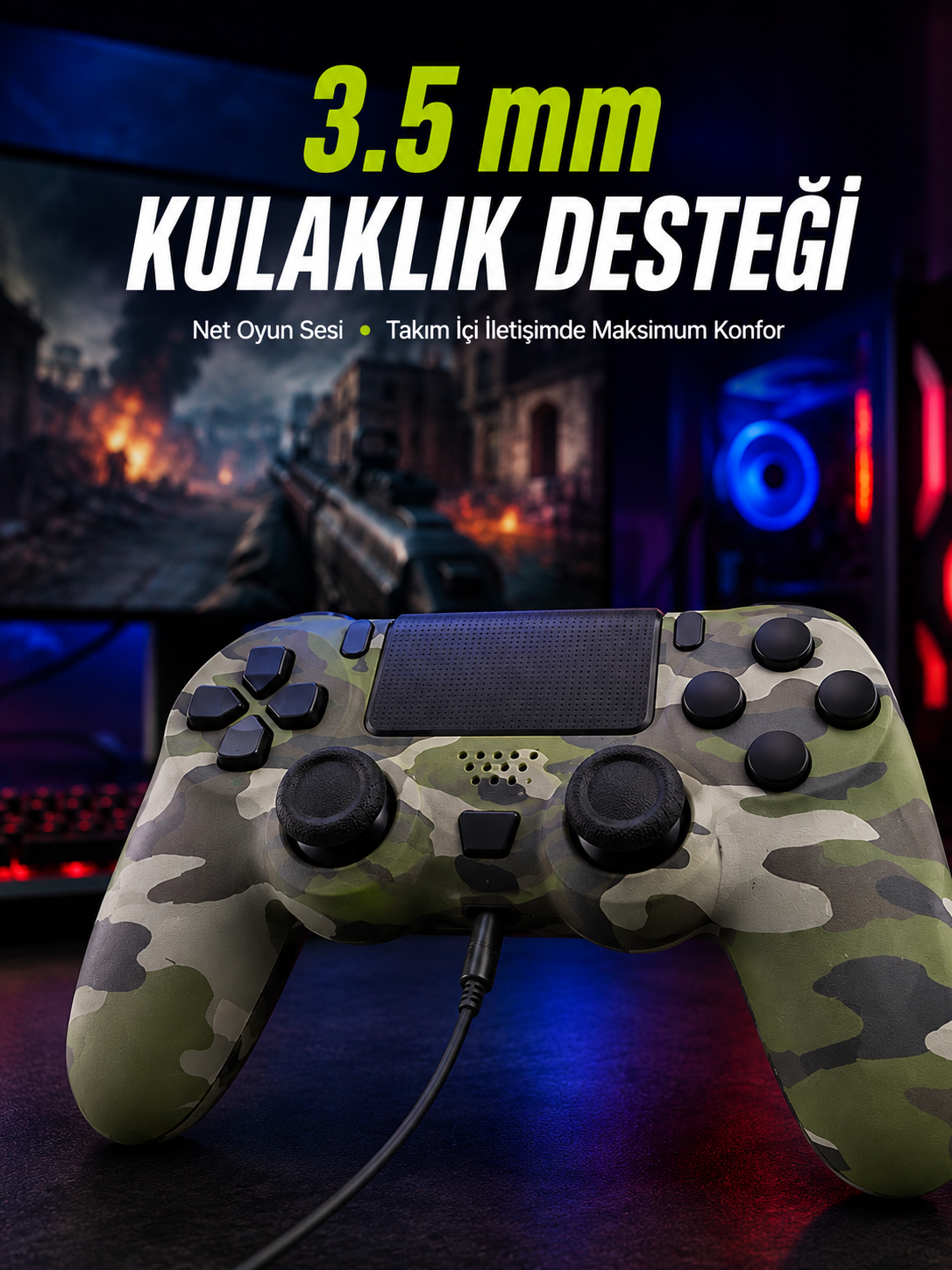 LED Işıklı Oyun Kolu – Durum Göstergeli Şık Tasarım - Lisinya