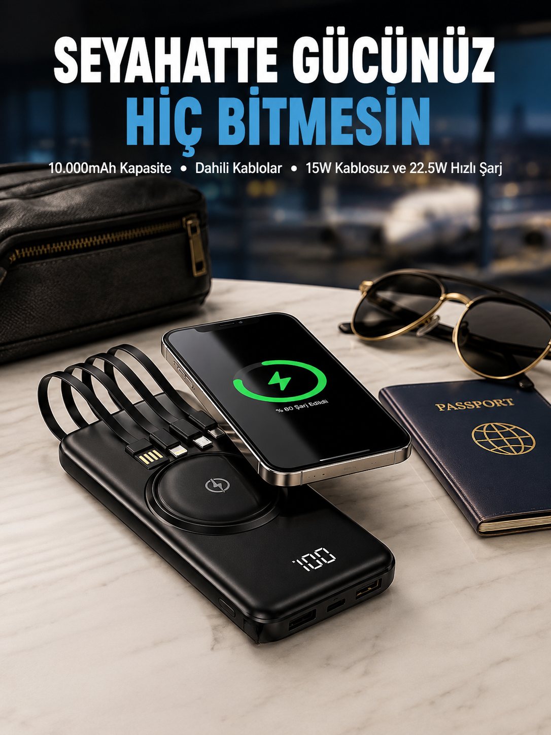 Kompakt Tasarım, Güçlü Performans – 10000mAh Kablosuz Powerbank - Lisinya