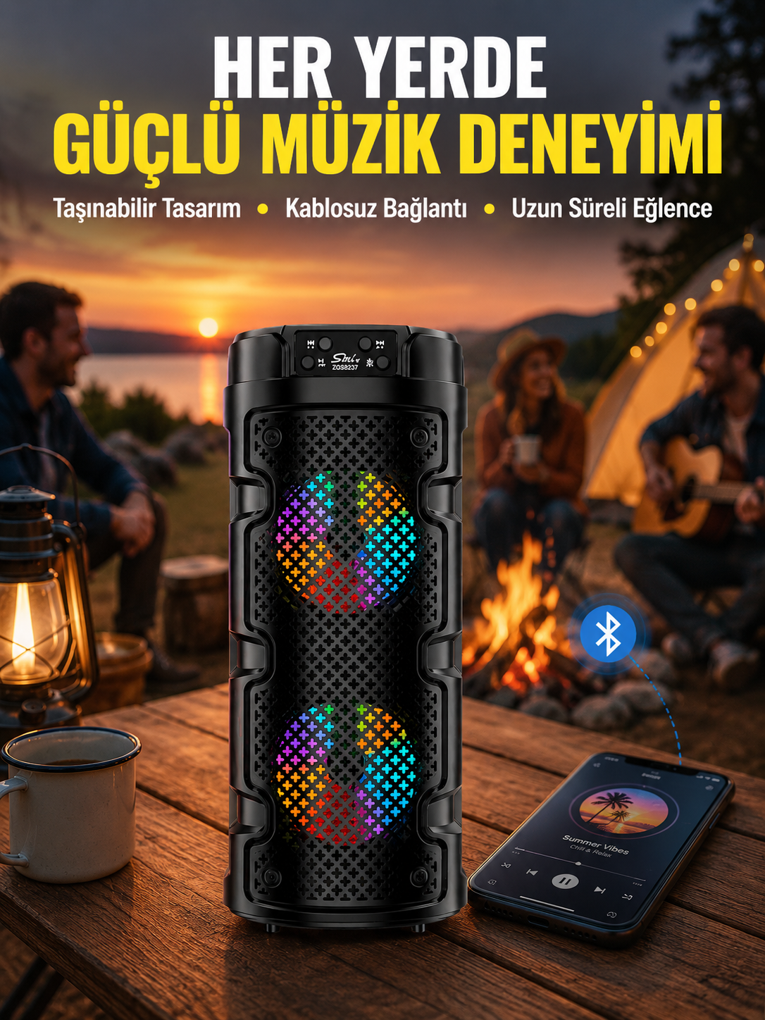 Çift Sürücülü Taşınabilir Kablosuz Hoparlör Yeni Nesil - Lisinya
