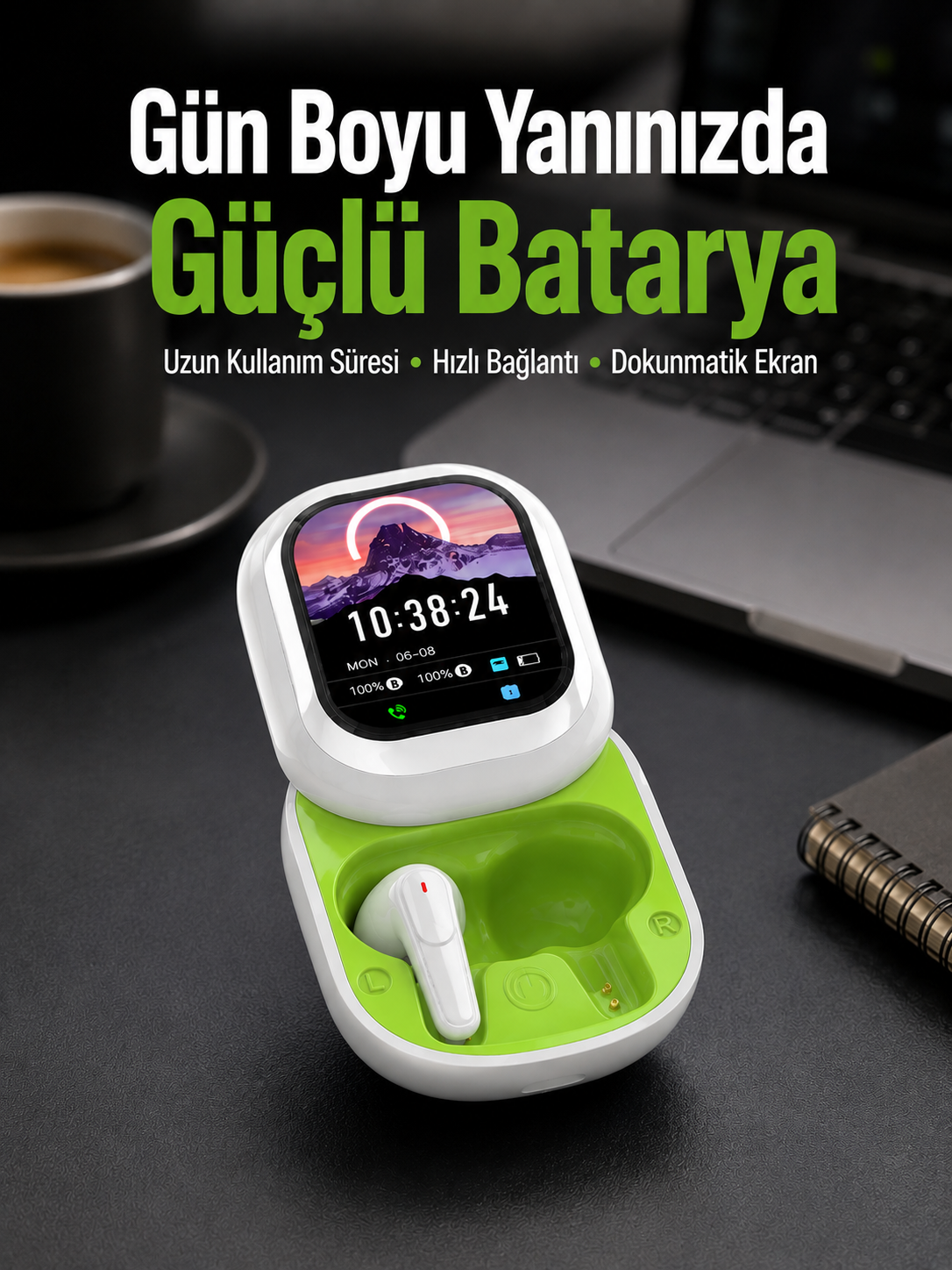 Kayar Kapak Tasarımlı Dokunmatik Ekranlı Kablosuz Bluetooth Kulaklık - Lisinya Kayar Kapak Tasarımlı Dokunmatik Ekranlı Kablosuz Bluetooth Kulaklık - Lisinya