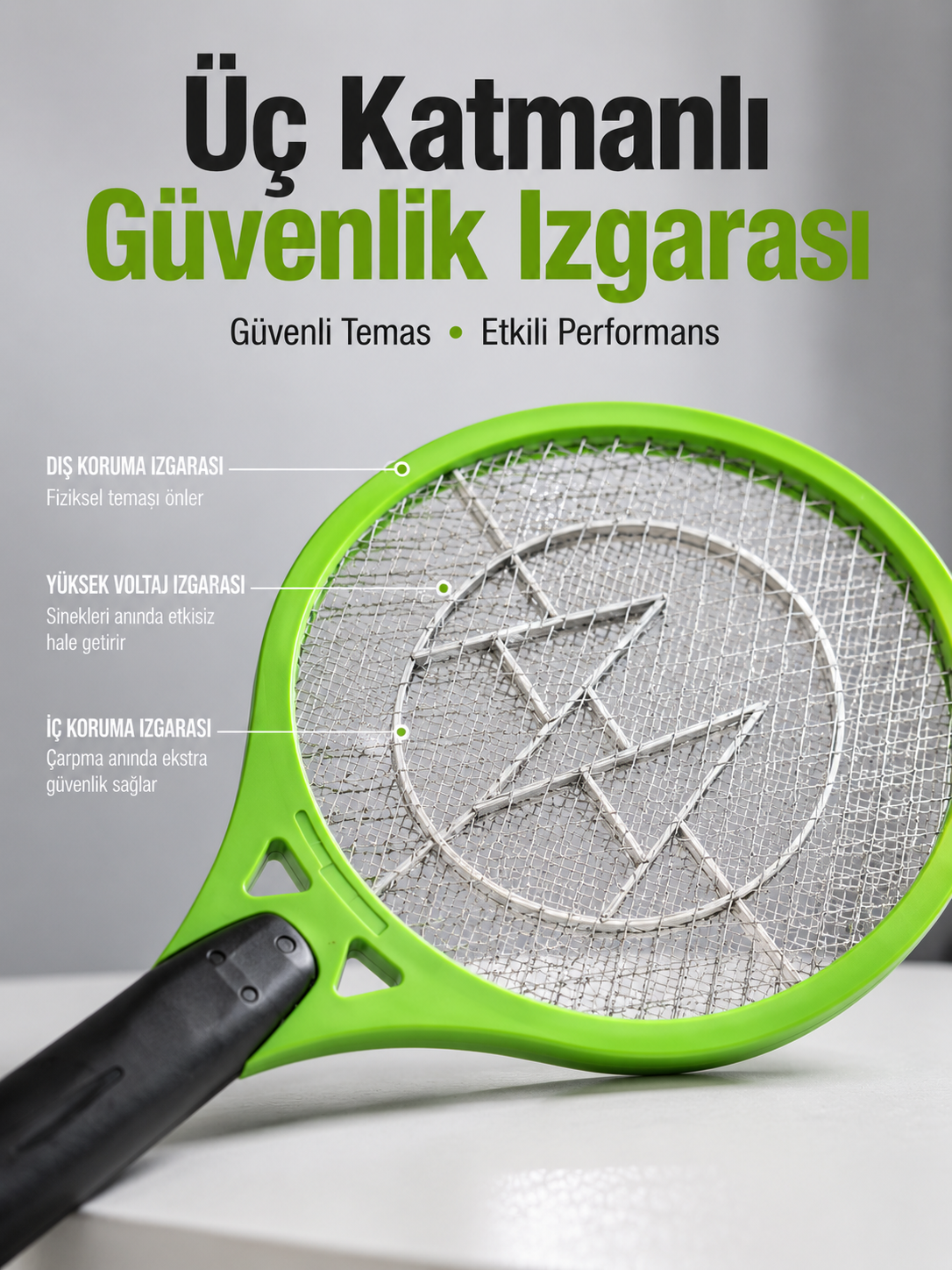 Böcek Önleyici Elektronik Sinek Öldürücü | Üç Katmanlı Güvenlik Izgarası Yeni Nesil - Lisinya