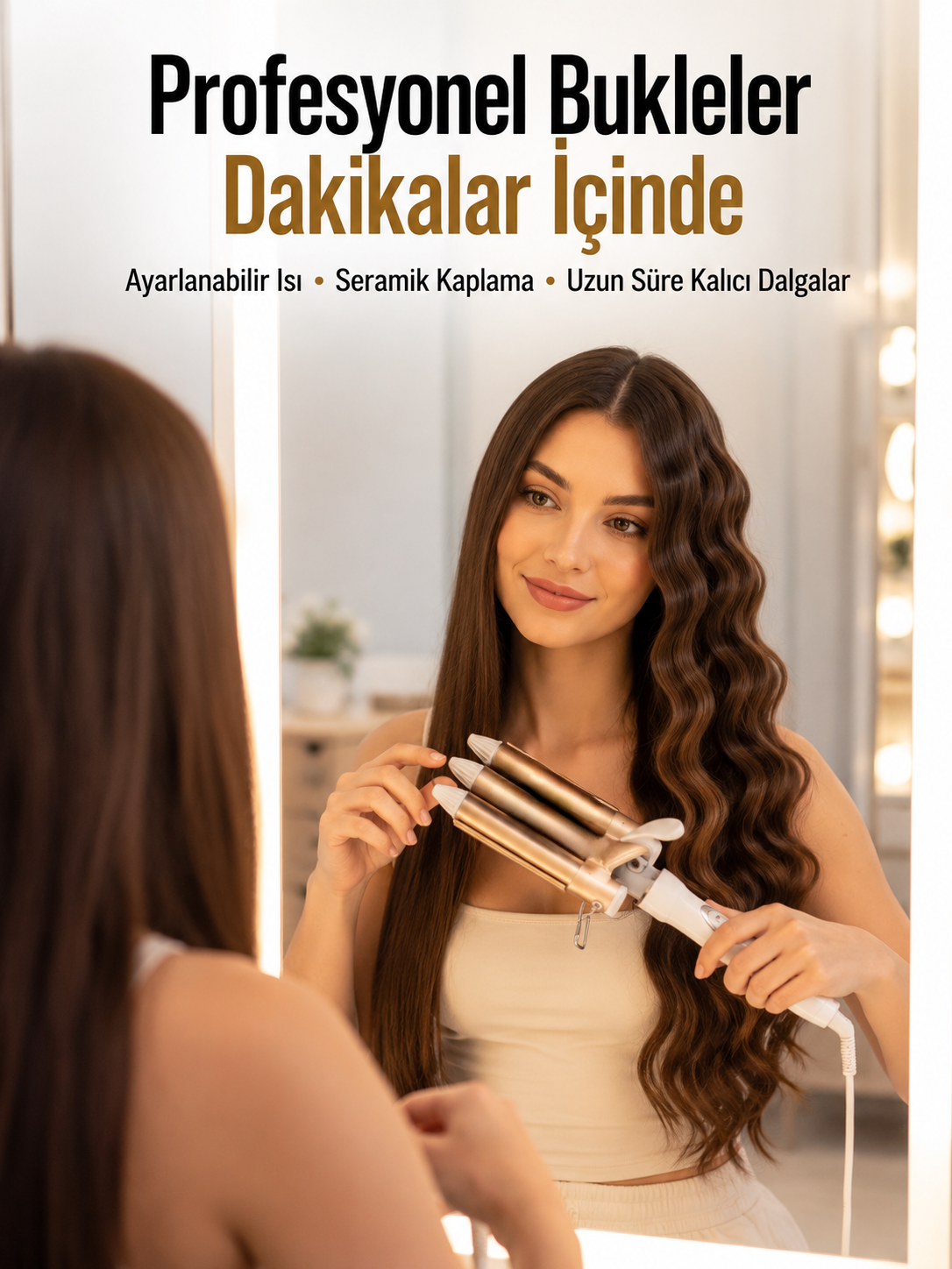 Ayarlanabilir Isı Ayarıyla Profesyonel Bukle Maşası – Hızlı ve Nazik Şekillendirme - Lisinya