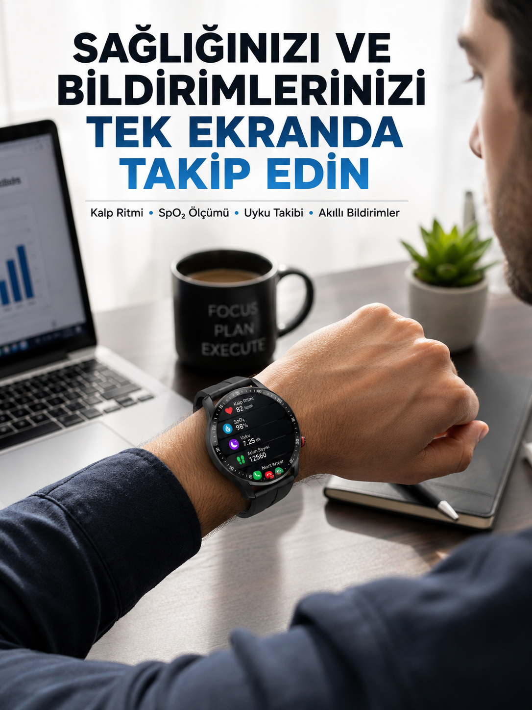 Akıllı Saat Yeni Model Sesli Asistan Bildirim Görme Bluetooth Bağlantılı Müzik Dinleme - Lisinya