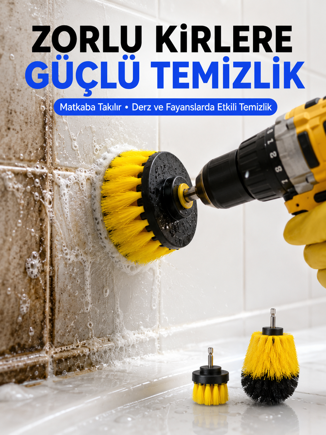 3 Parça Matkap Ucu Temizlik Fırçası Dayanıklı Naylon Kıllı - Lisinya