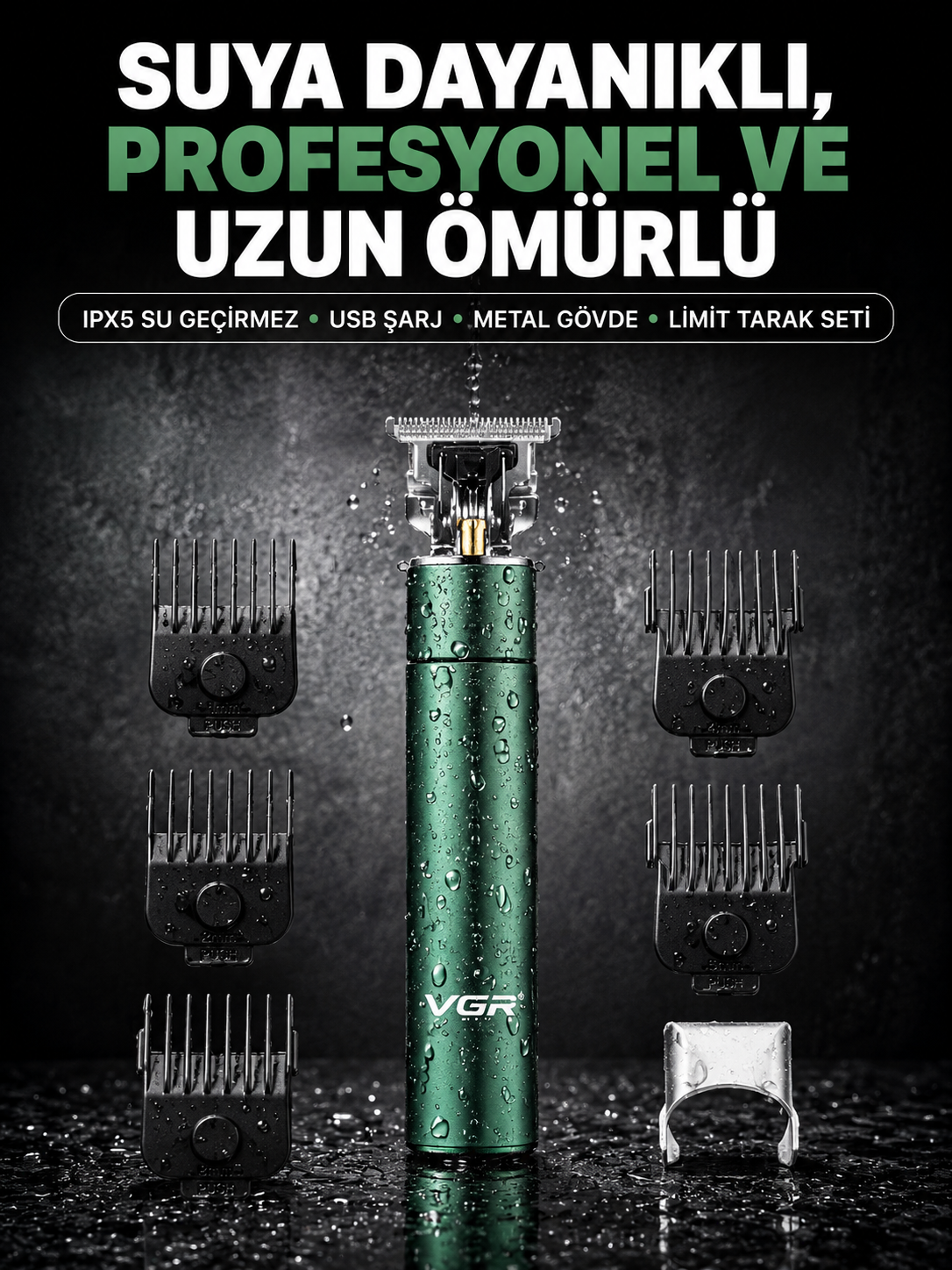 4 Limit Taraklı IPX5 Su Geçirmez Saç Kesme Makinesi - Lisinya