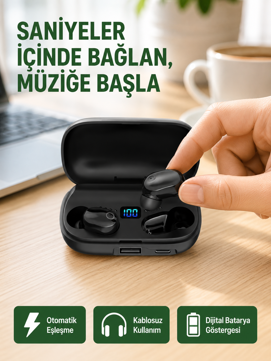 Yüksek Ses Kaliteli A10s TWS Bluetooth 5.0 Kablosuz Kulaklık Yeni Nesil - Lisinya