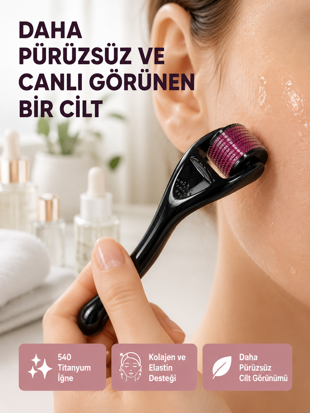 Dermaroller Titanyum 540 İğneli 1 mm Cilt Yenileme ve Anti Aging Etkisi - Lisinya