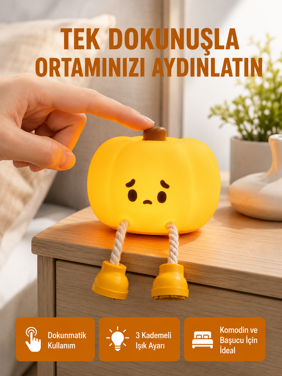 Silikon Pumpkin Night Light Telefon Tutuculu LED Lamba Yeni Nesil - Lisinya Silikon Pumpkin Night Light Telefon Tutuculu LED Lamba Yeni Nesil - Lisinya