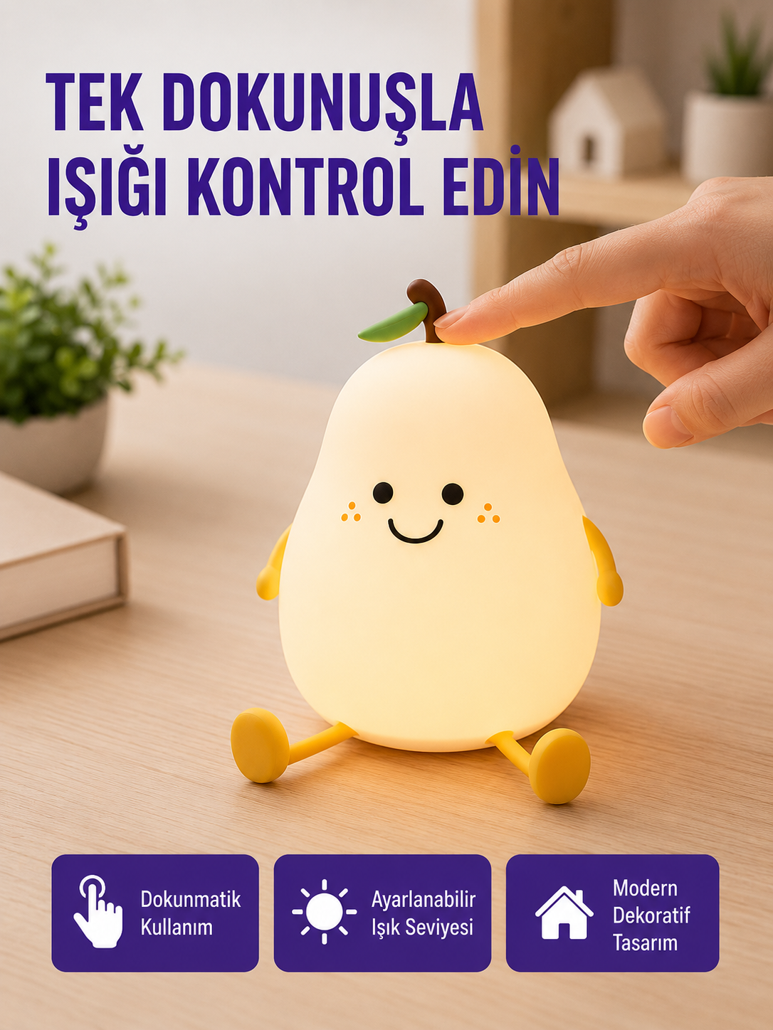 Dekoratif Armut LED Lamba Renk Ayarlı Şarj Edilebilir - Lisinya Dekoratif Armut LED Lamba Renk Ayarlı Şarj Edilebilir - Lisinya