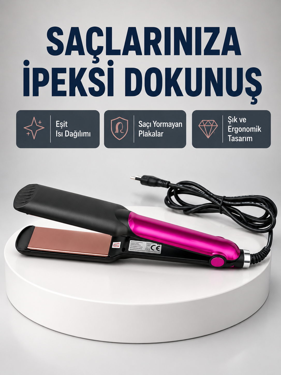 Profesyonel İyon Teknolojili Saç Düzleştirici – 220°C Hızlı Isınma ve LED Ekranlı Tasarım - Lisinya Profesyonel İyon Teknolojili Saç Düzleştirici – 220°C Hızlı Isınma ve LED Ekranlı Tasarım - Lisinya