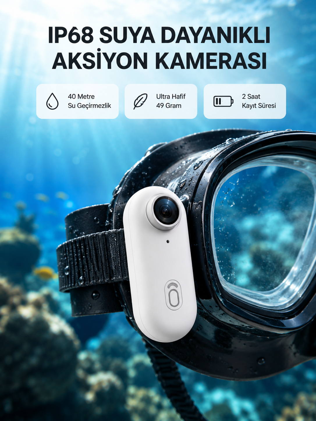 4K  Suya Dayanıklı Aksiyon Spor Kamerası 120° Geniş Açı ve WiFi Destekli - Lisinya