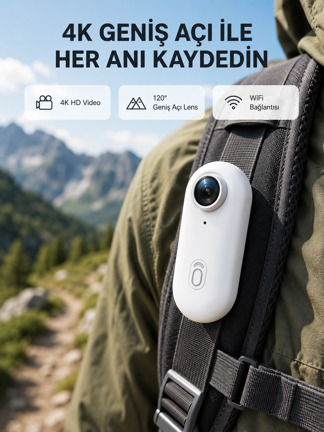 4K Full HD Spor Kamerası 360° Klips ve WiFi Özellikli - Lisinya