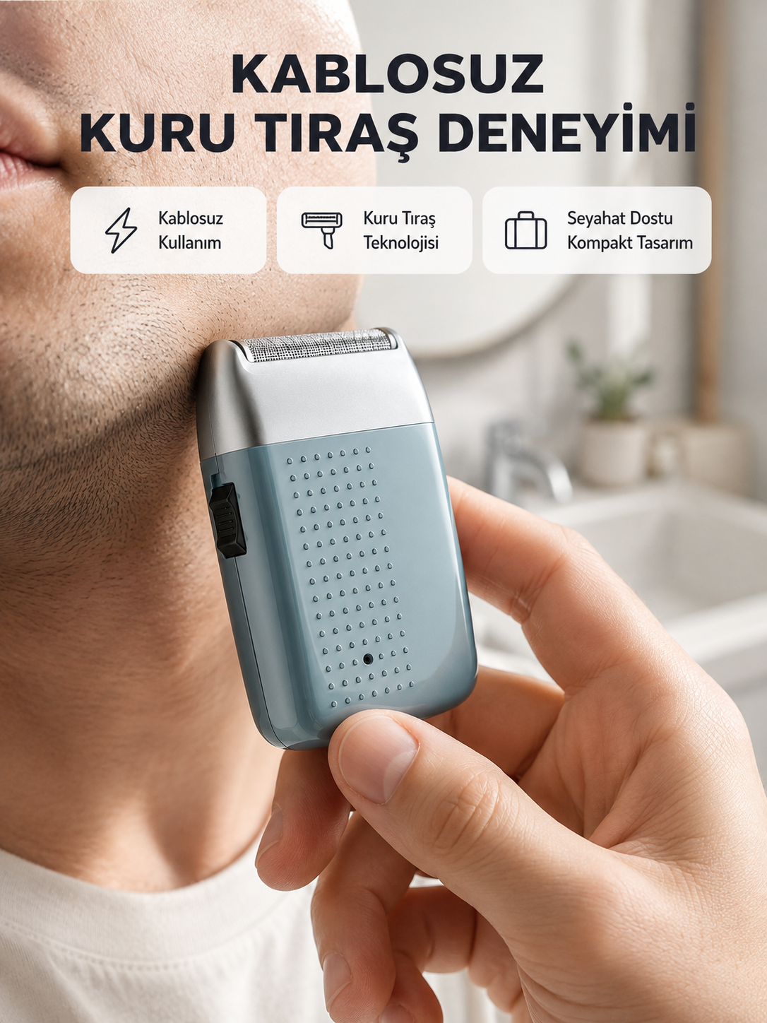 Şarjlı Kuru Kullanım Tıraş Makinesi – Kablosuz, Taşınabilir - Lisinya
