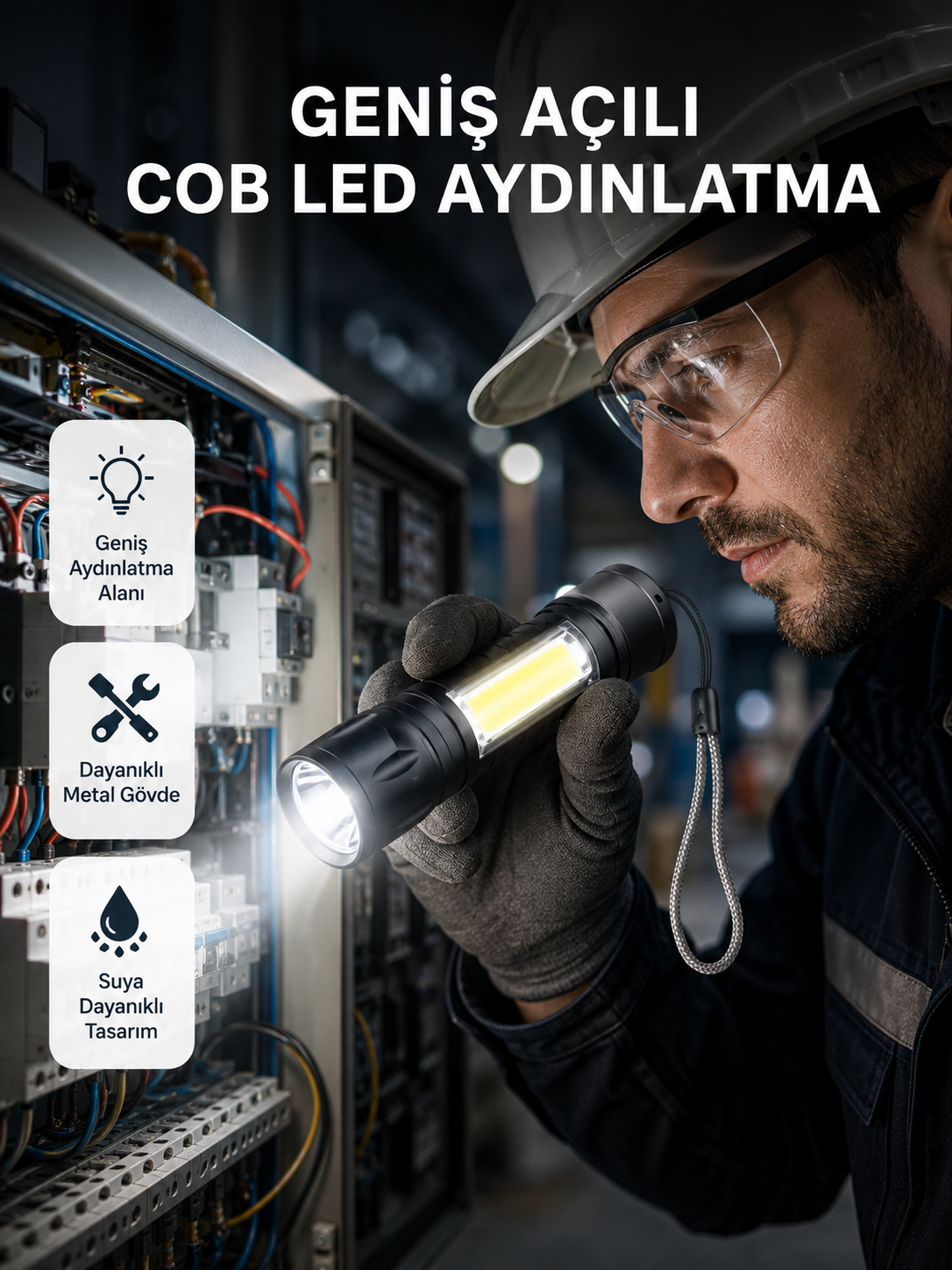 Profesyonel 4 Modlu Şarjlı El Feneri | 1300 mAh Batarya | Cree LED Teknolojisi - Lisinya