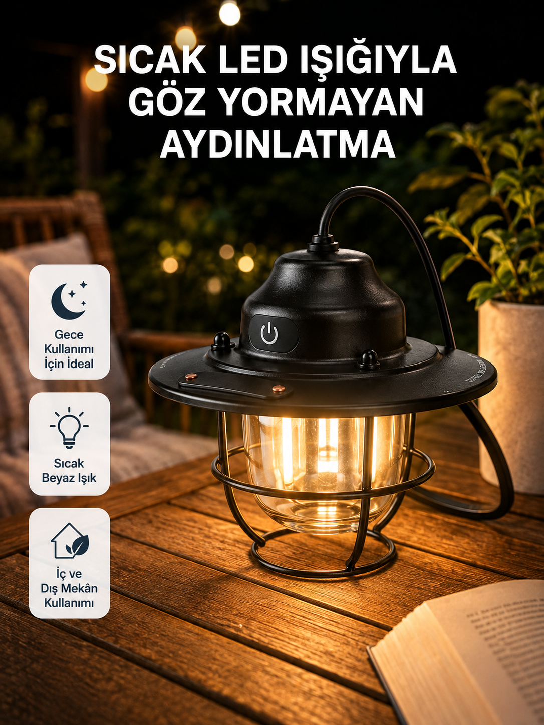 Taşınabilir Retro Çam Konisi Kamp Lambası Gece Işığı Su Geçirmez - Lisinya