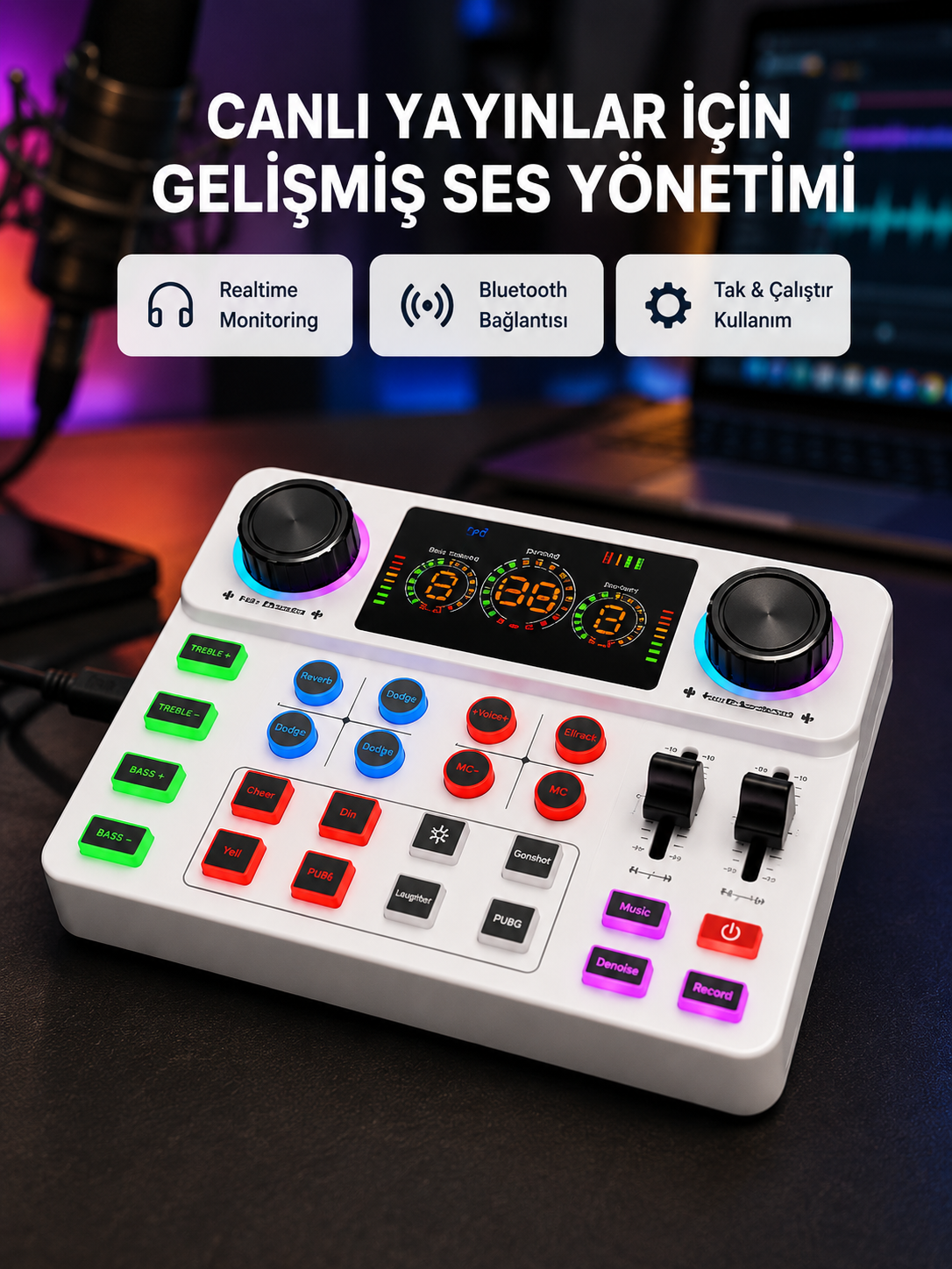 Podcast Karaoke ve Sosyal Medya Yayınları İçin Ses Kartı - Lisinya
